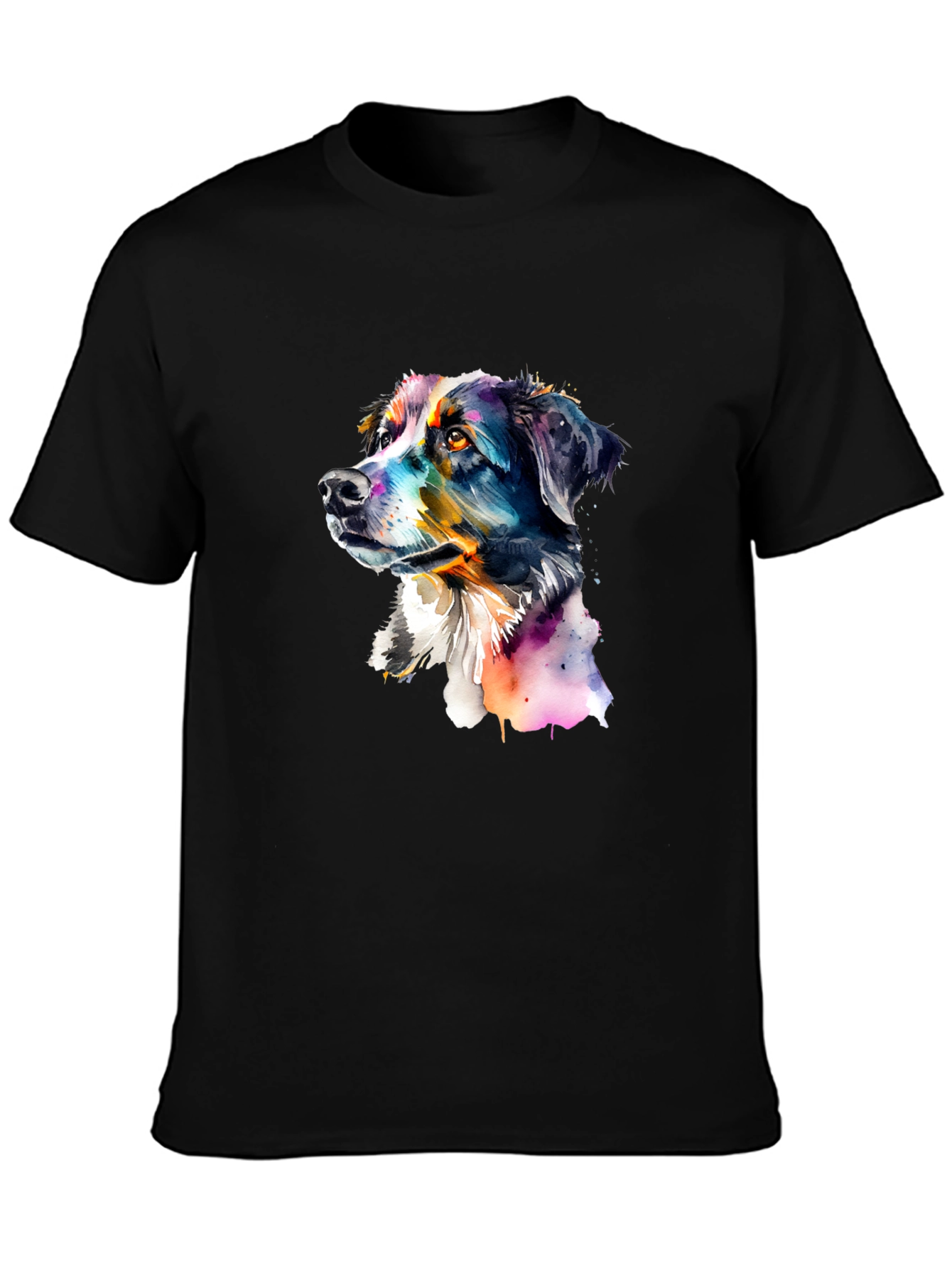 Black Dog Portrait Graphic Tee - Men's Black T-Shirt view 3
