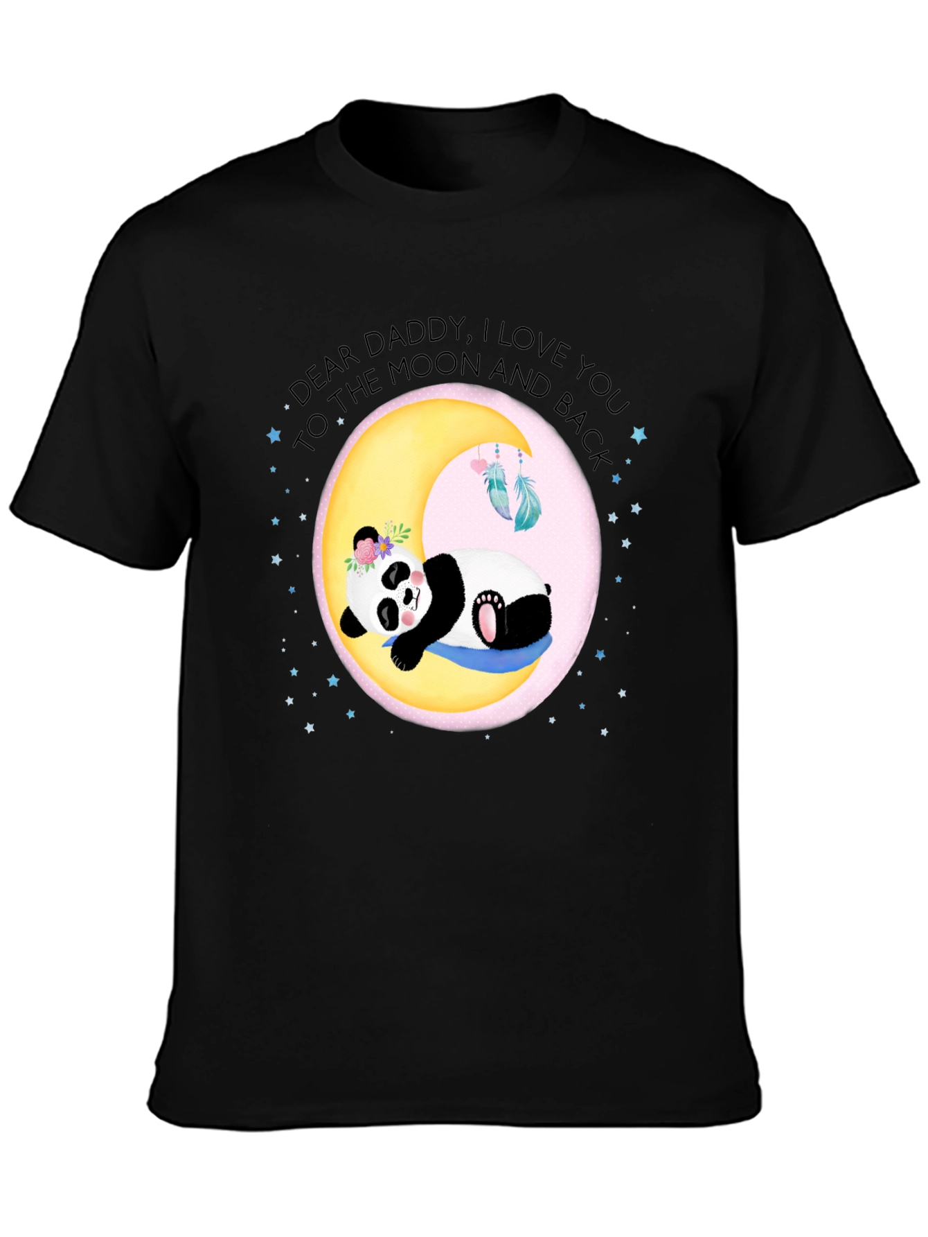Black Dear Daddy Panda Moon Graphic Tee view 3