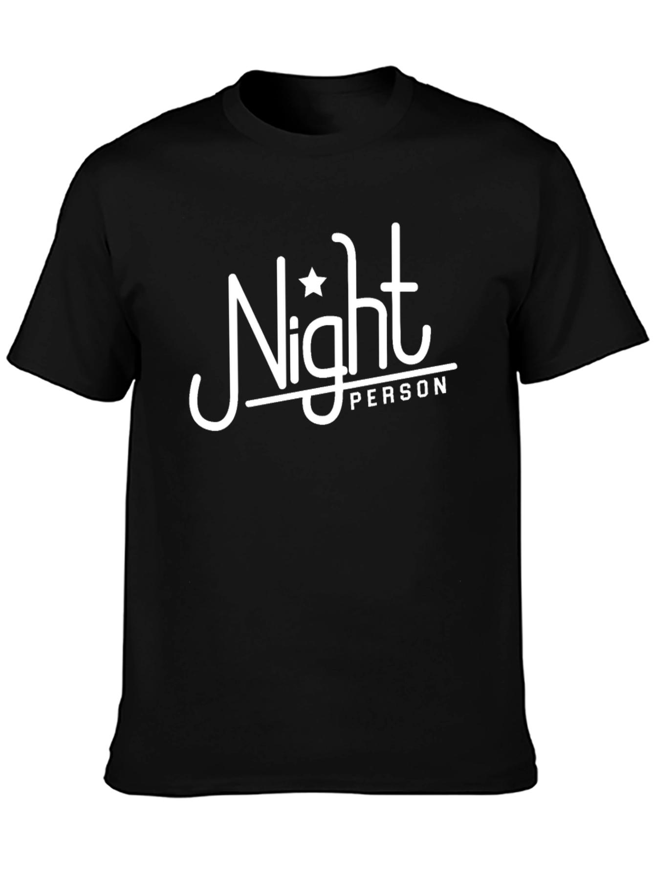 Black Night Person Graphic Tee - Black Cotton Casual view 3