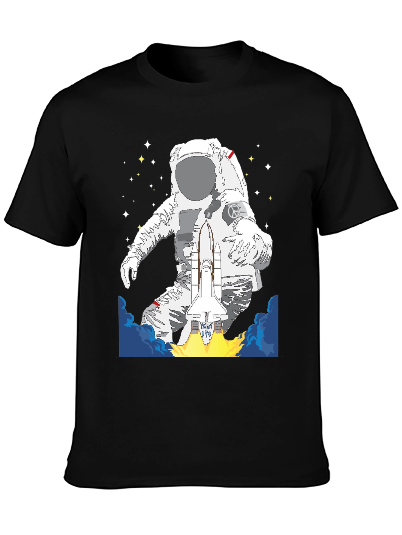 Black Astronaut Space Shuttle Graphic Tee view 3