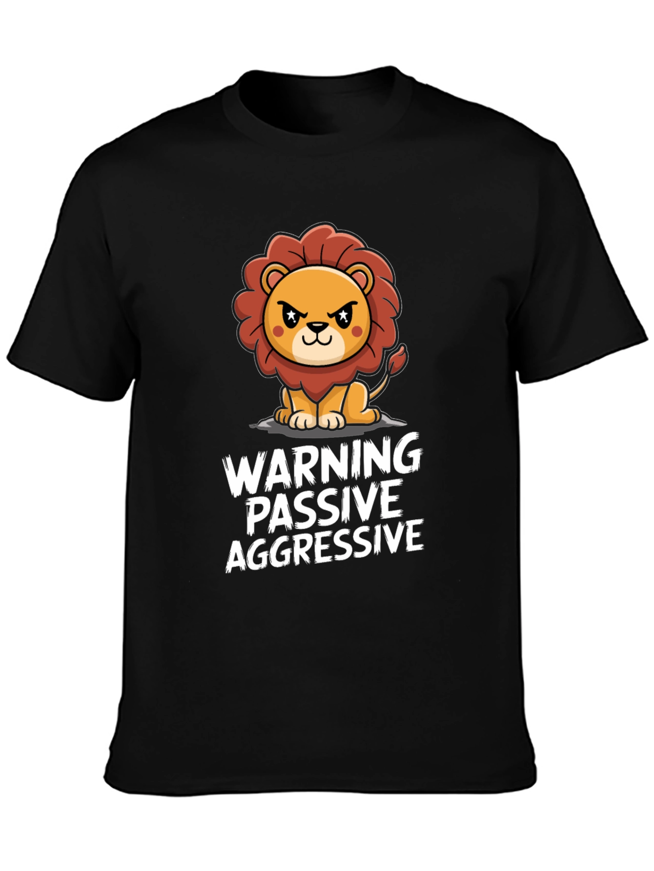 Black Warning Passive Aggressive Lion Graphic Tee view 3