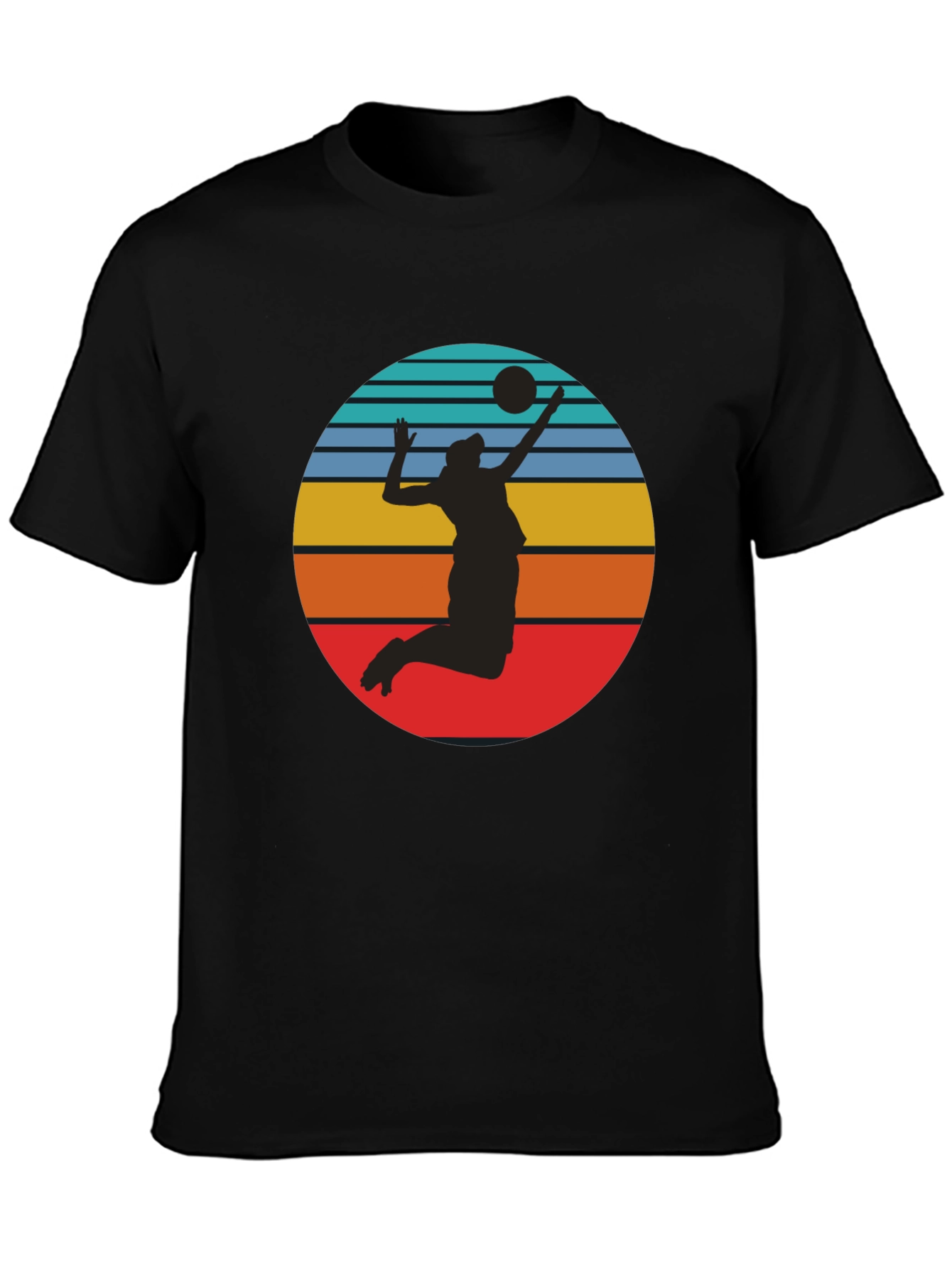Black Volleyball Sunset Silhouette Graphic Tee - Black view 3