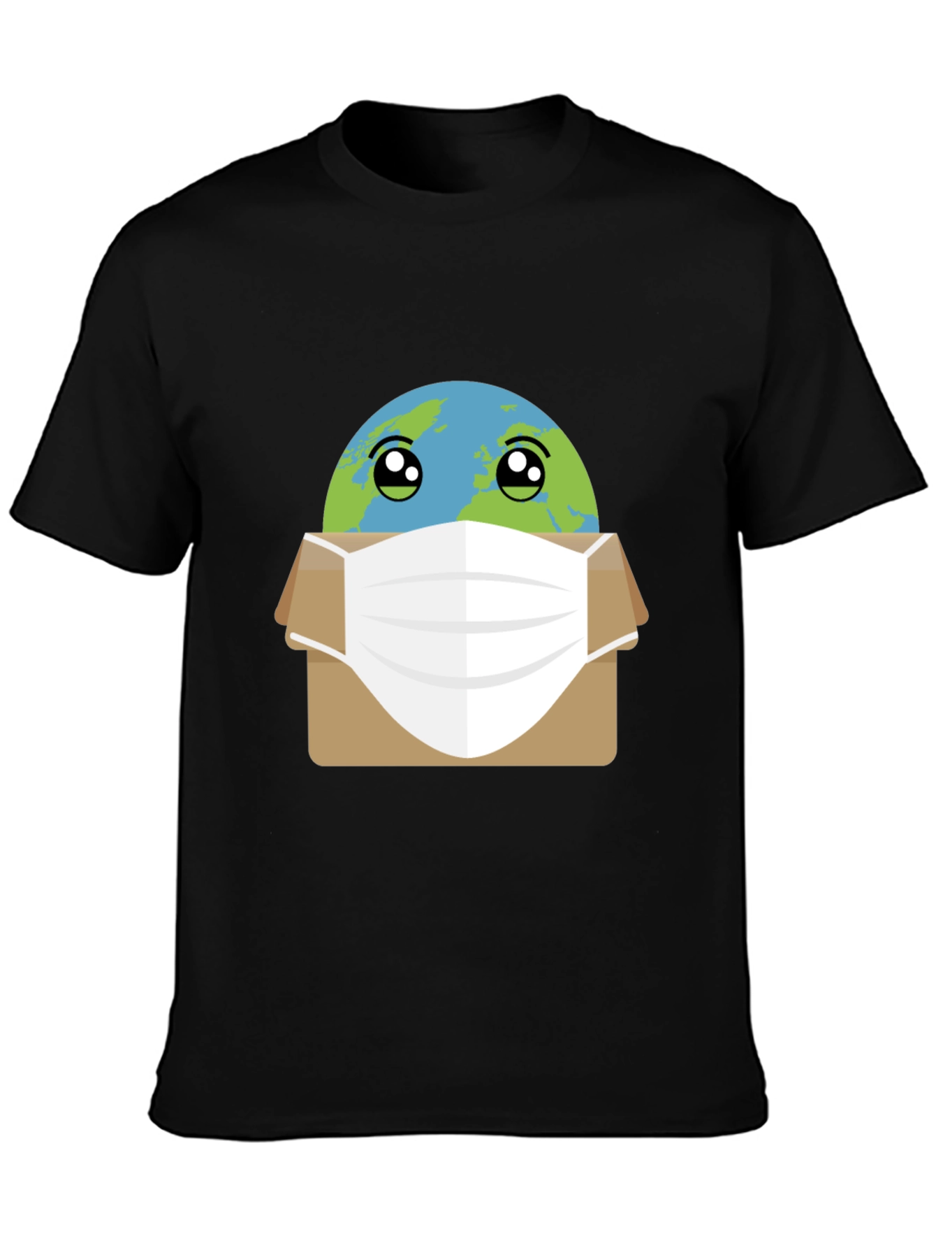 Black Earth Wearing Mask Graphic Tee view 3