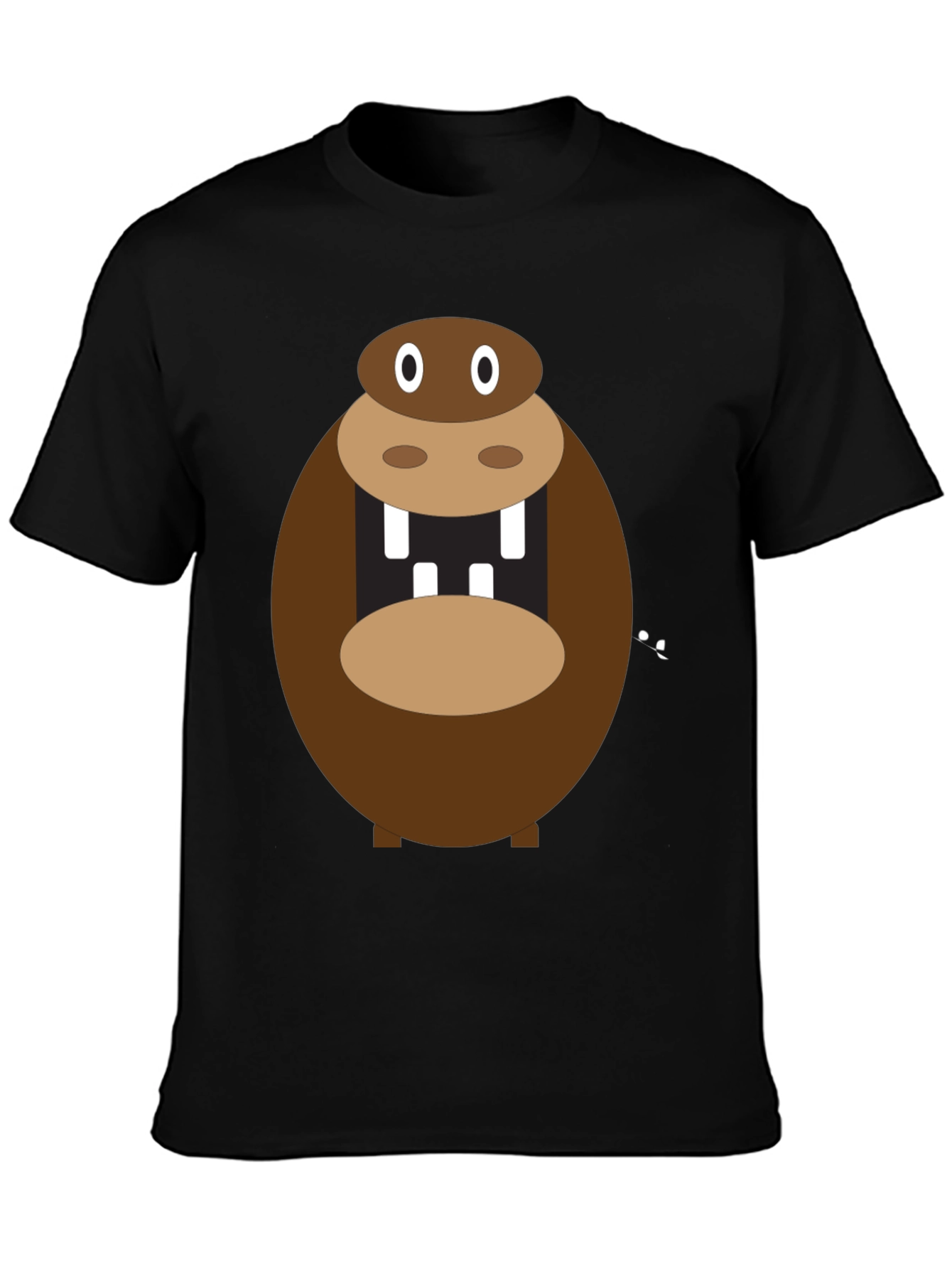 Black Hippo Graphic T-Shirt - Funny Cartoon Animal Tee view 3