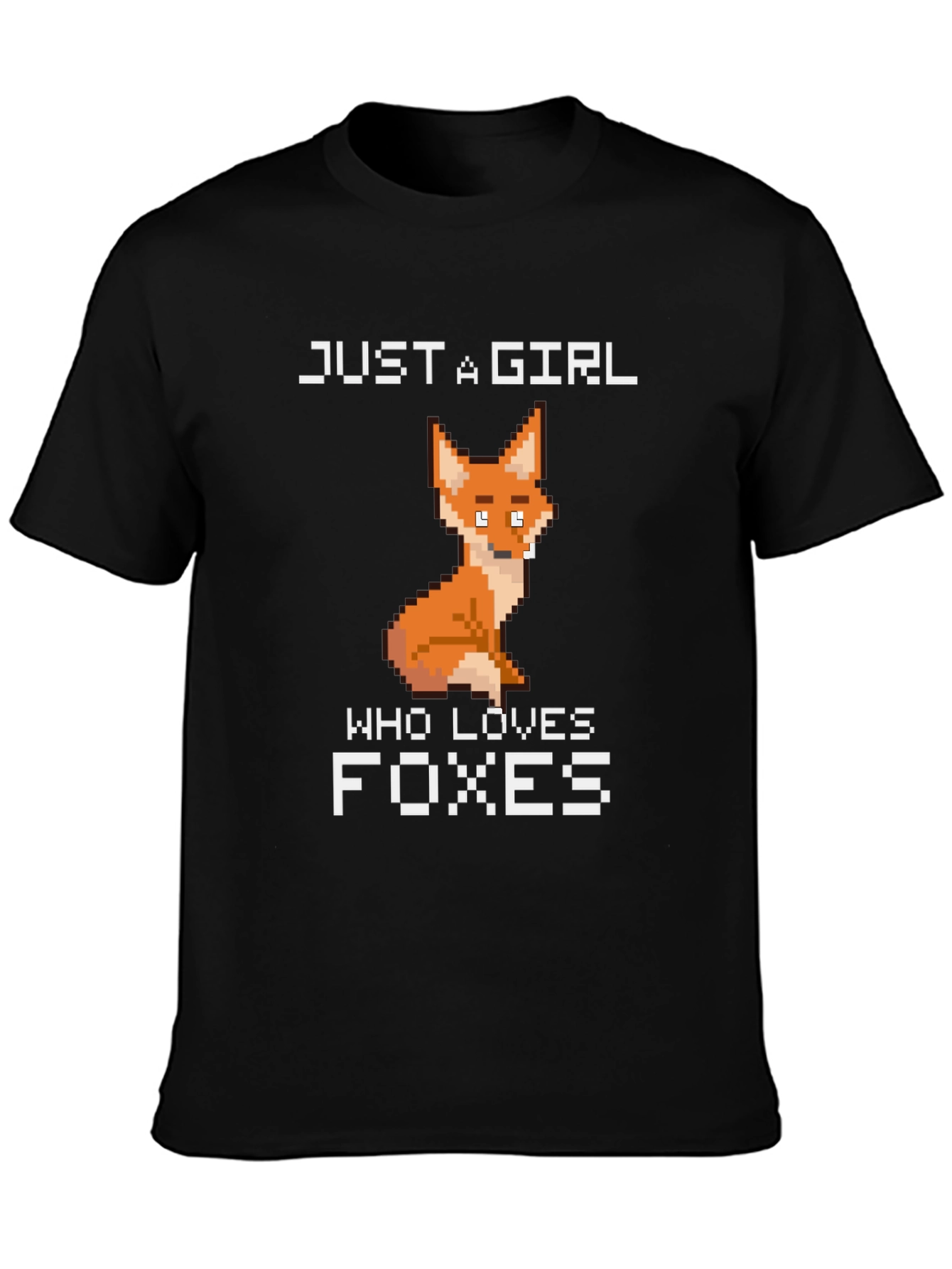 Black Just a Girl Who Loves Foxes T-Shirt view 3
