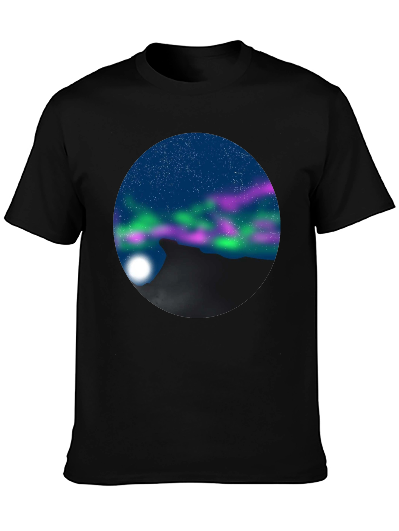 Black Aurora Mountain Black T-Shirt view 3