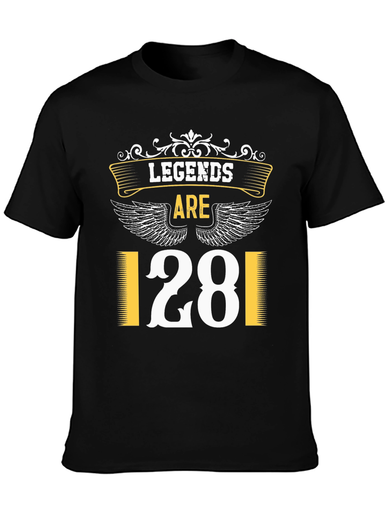 Black Legends Are 28 T-Shirt, Black Tee, Birthday Gift view 3