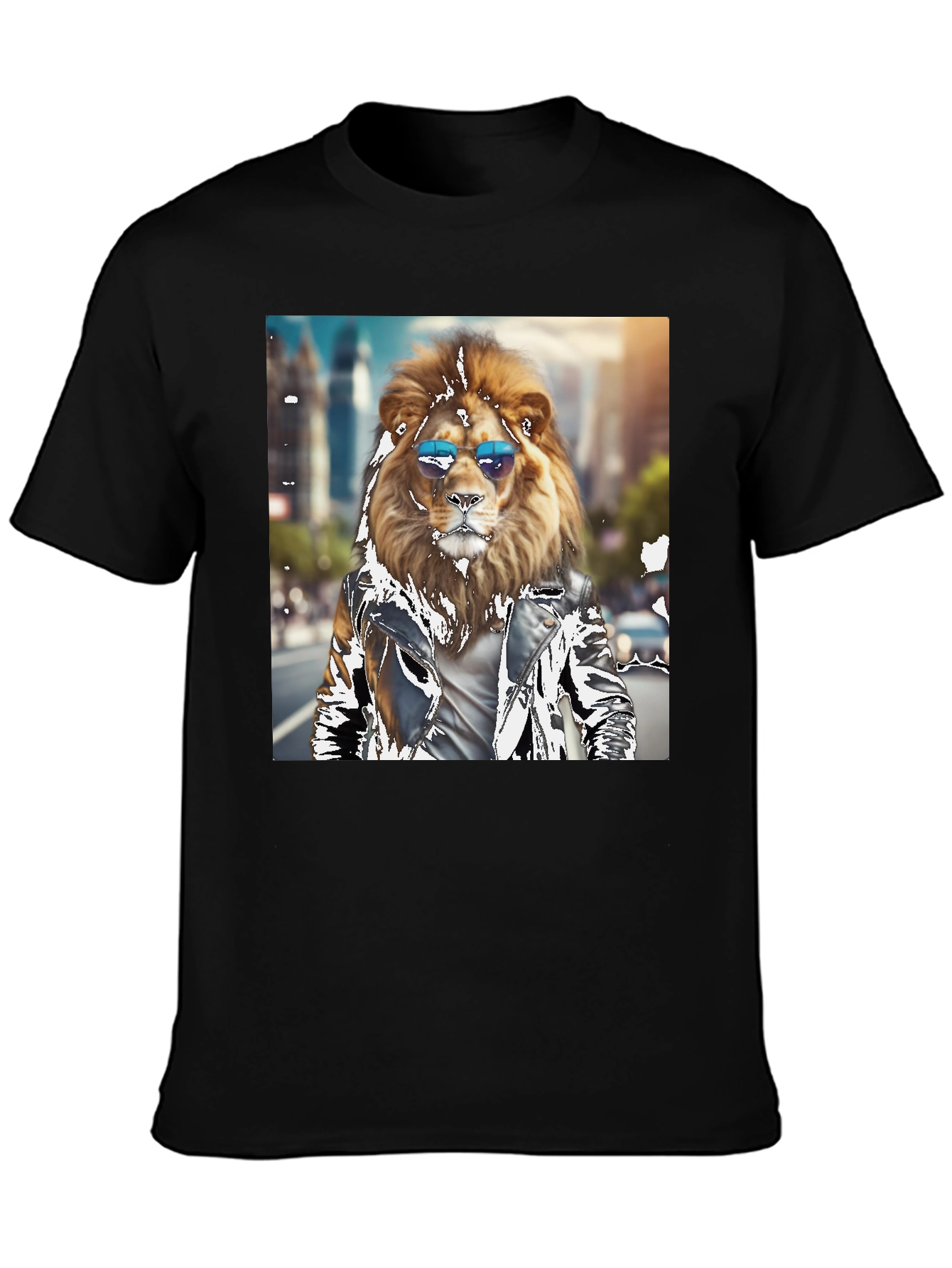 Black Cool Lion Graphic Tee - Black view 3