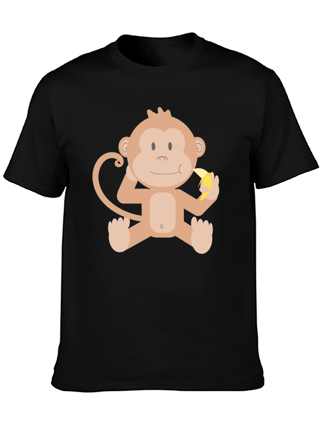 Black Funny Monkey Banana Graphic Black T-Shirt view 3
