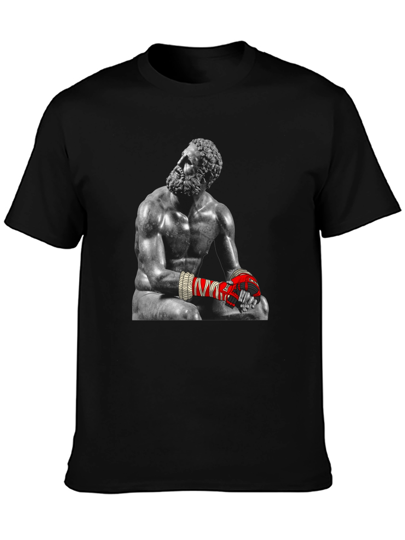 Black The Boxer Statue Graphic Tee - Unique Design view 3