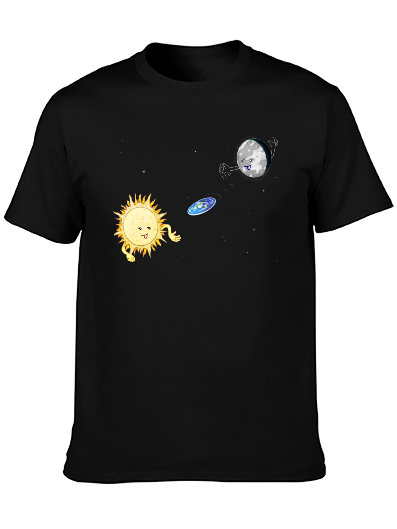 Black Sun & Moon Frisbee T-Shirt - Fun Graphic Tee view 3
