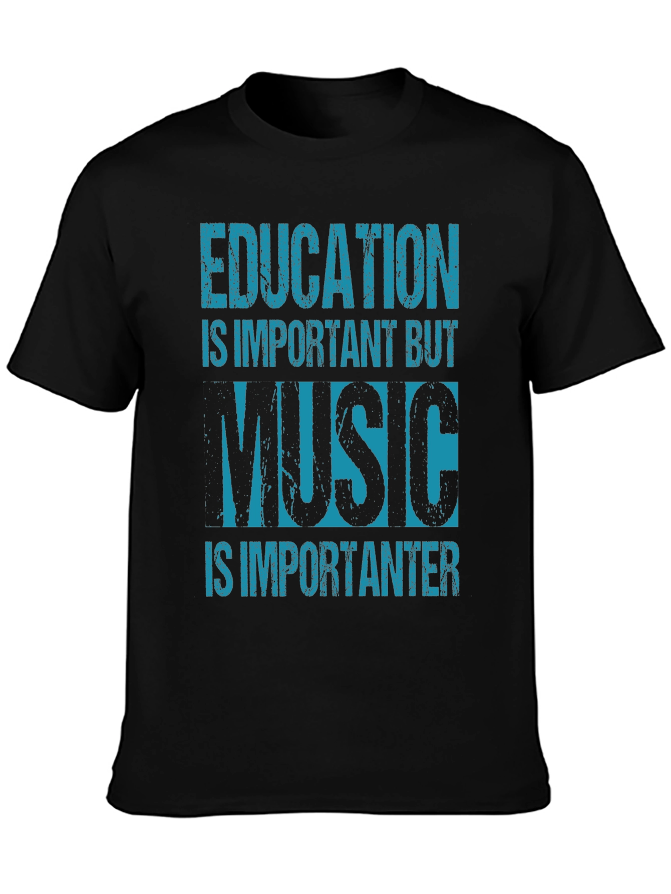 Black Education Music Graphic Tee - Black Cotton Blend view 3