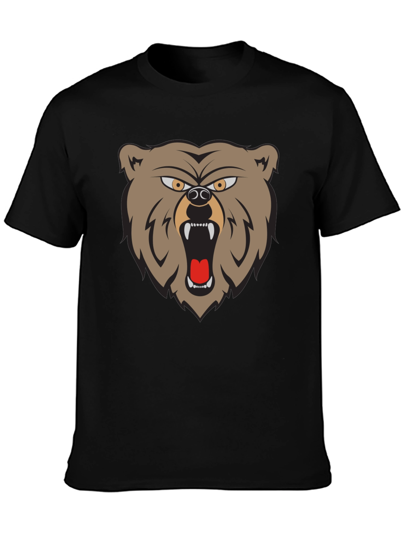 Black Men's Graphic T-Shirt - Roaring Bear Design view 3