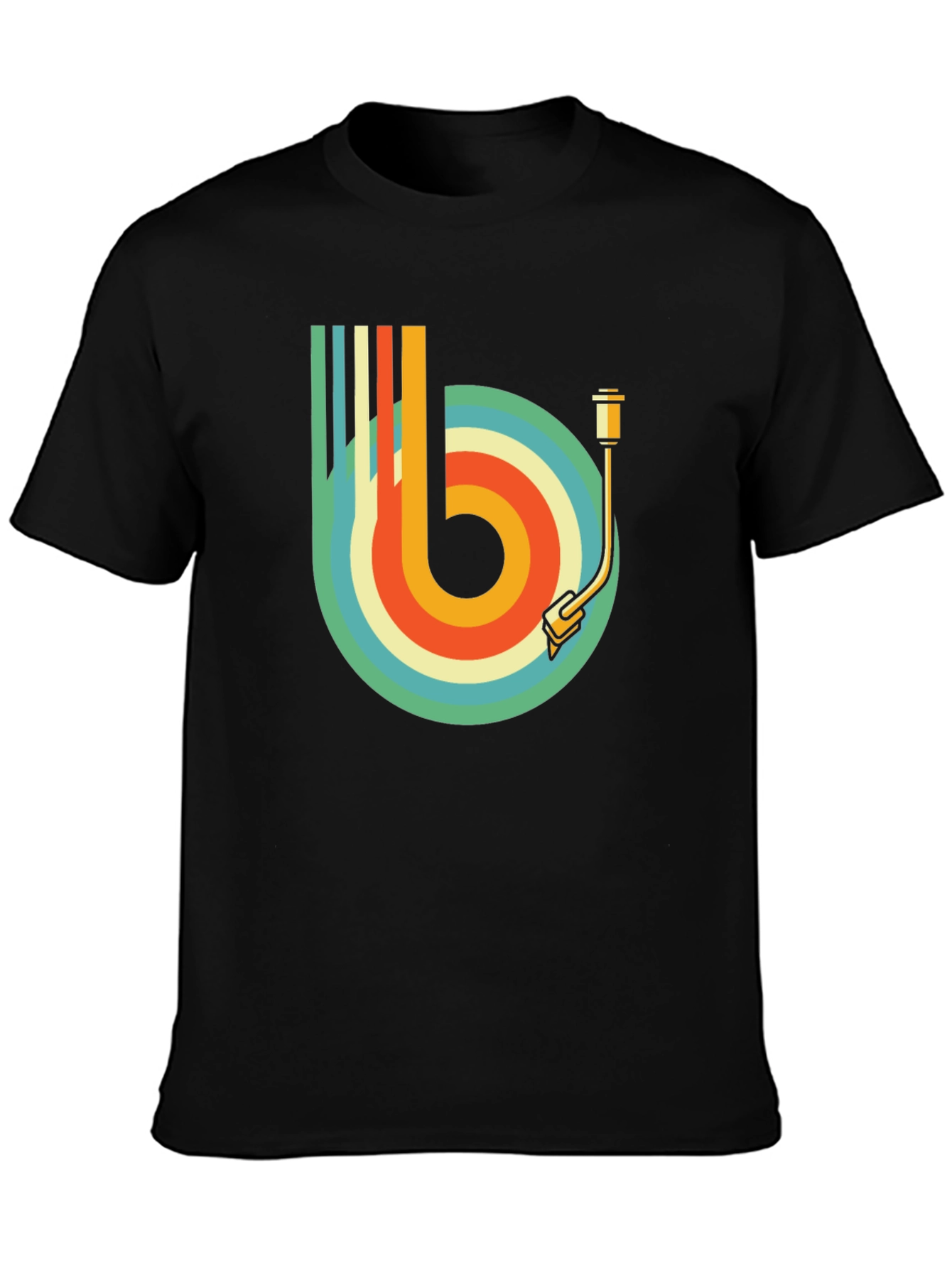 Black Retro Record Player Graphic Tee view 3
