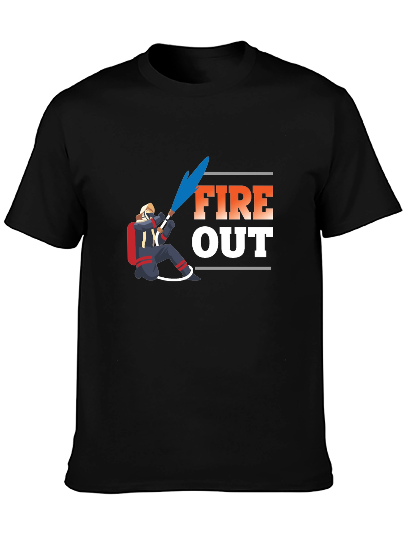 Black Fire Out Graphic T-Shirt - Black Cotton Tee view 3