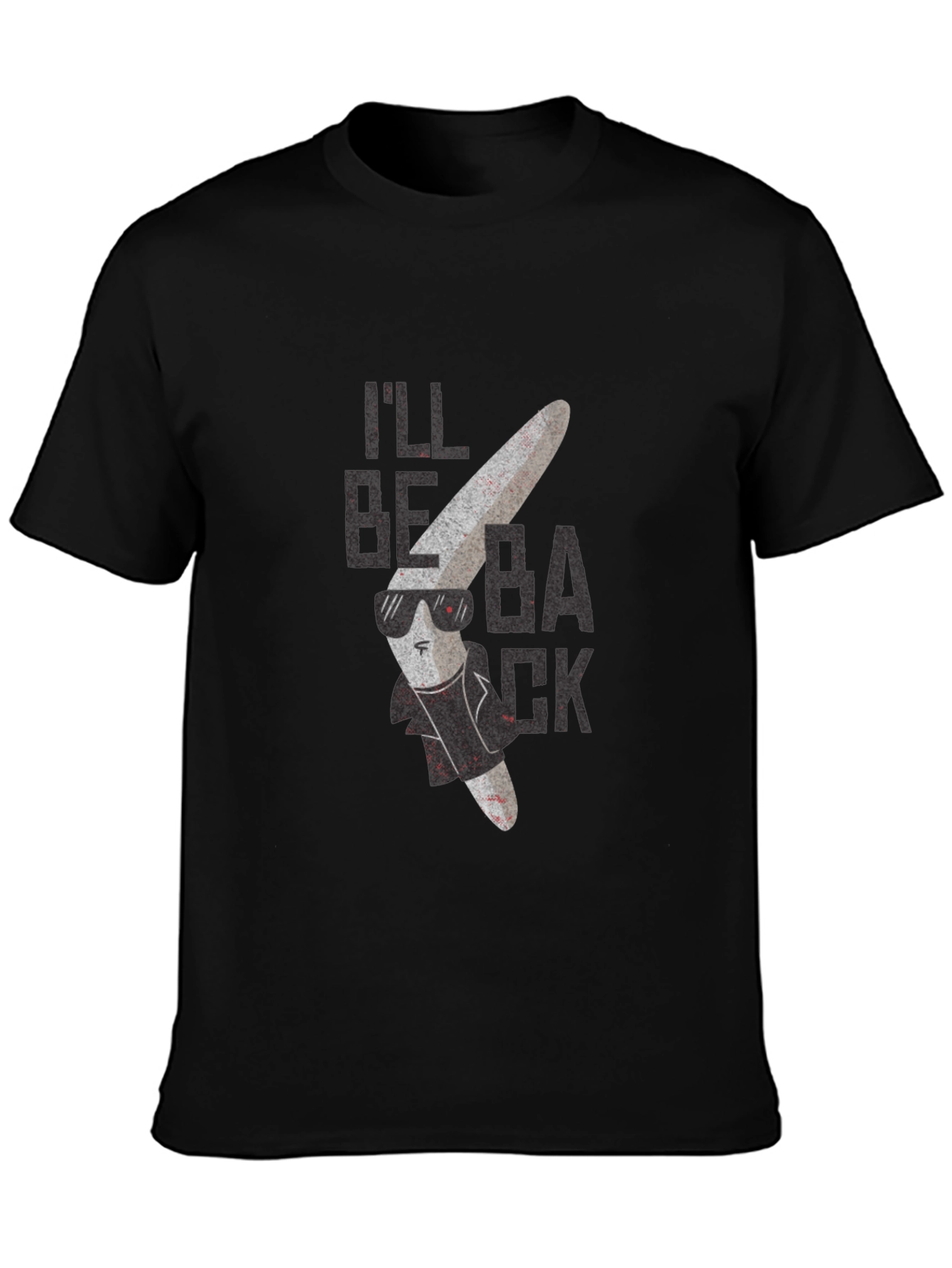 Black Men's Black T-Shirt with Boomerang Graphic view 3