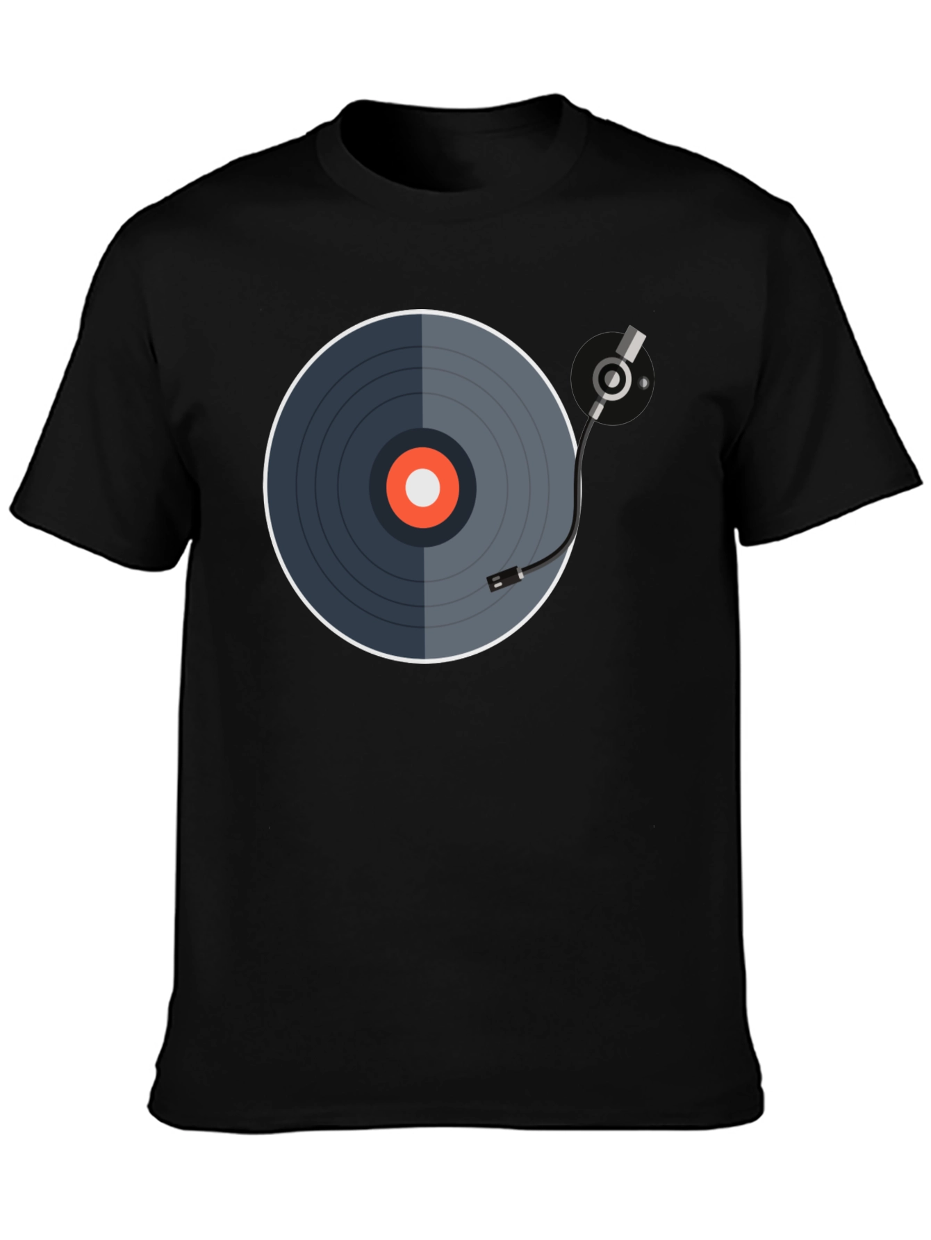 Black Cool Vinyl Record Graphic Tee - Black view 3