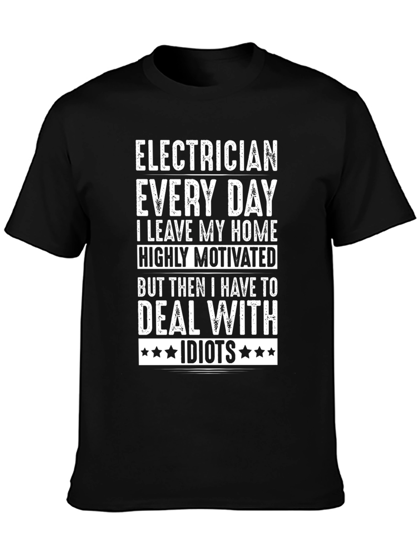Black Electrician Humor Graphic Tee - Highly Motivated T-Shirt view 3
