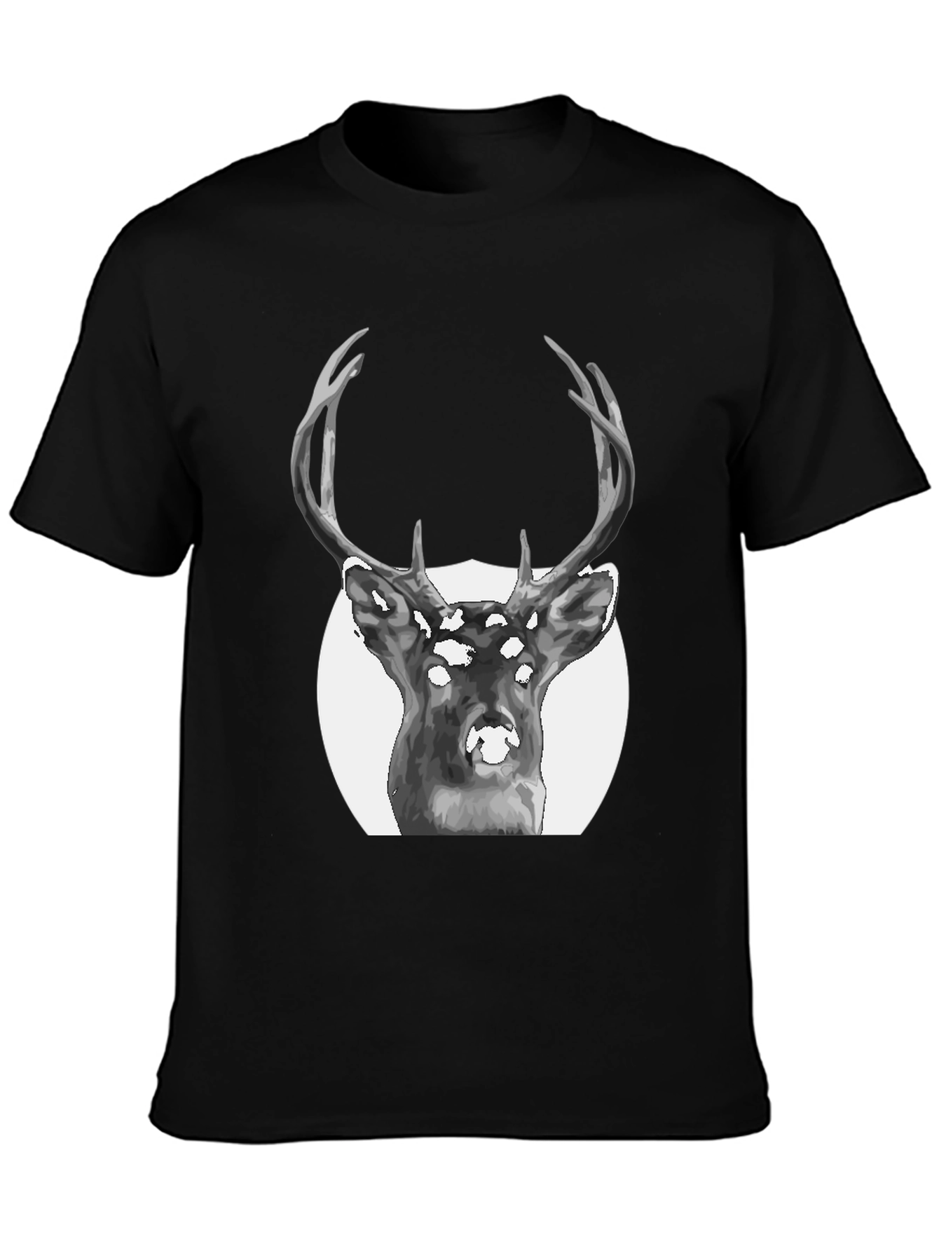 Black Deer Graphic Print Black T-Shirt view 3