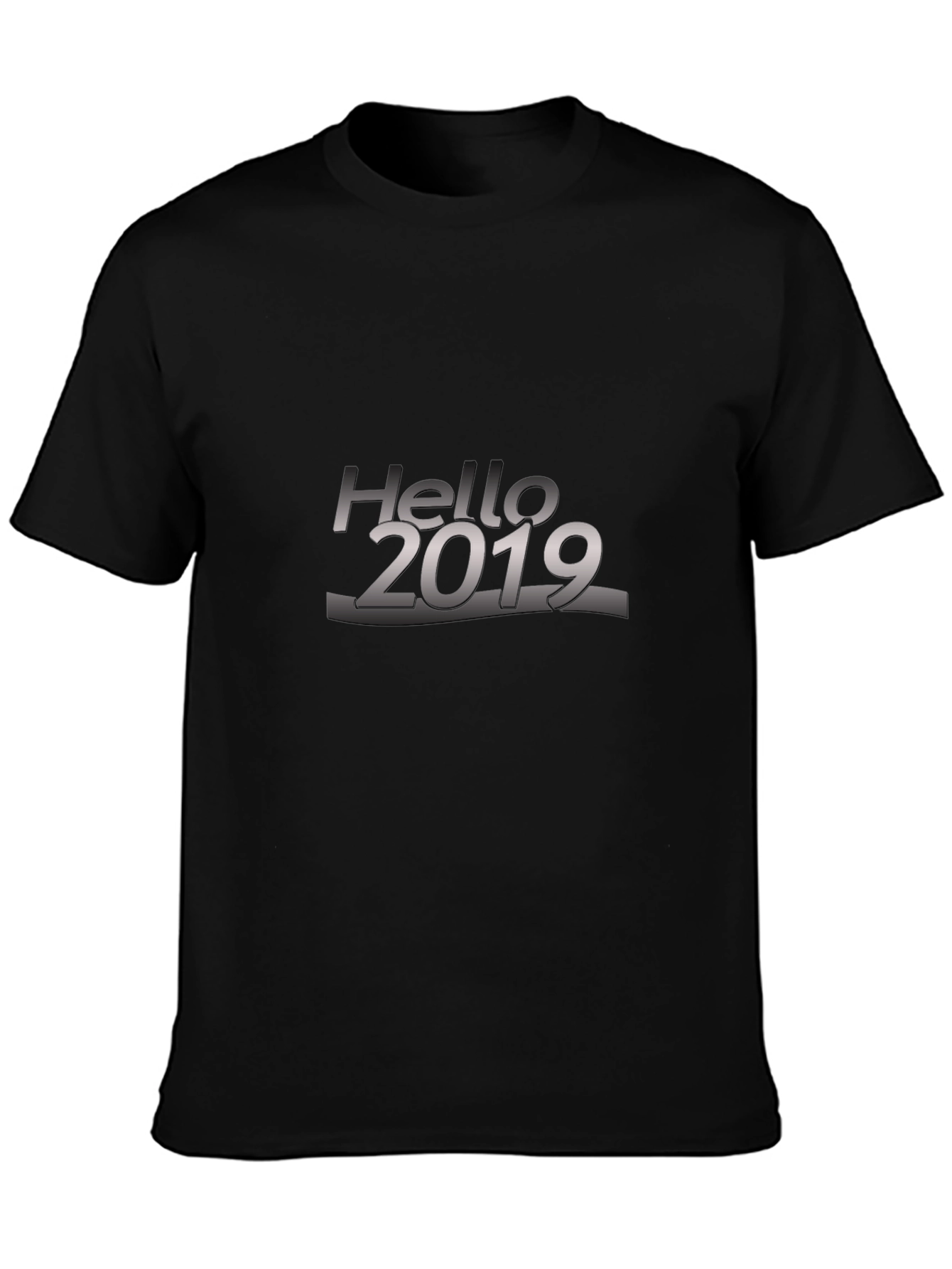 Black Hello 2019 Black T-Shirt view 3