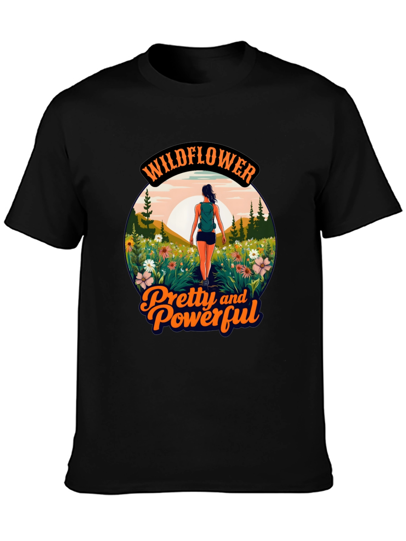 Black Wildflower Pretty and Powerful Graphic Tee view 3