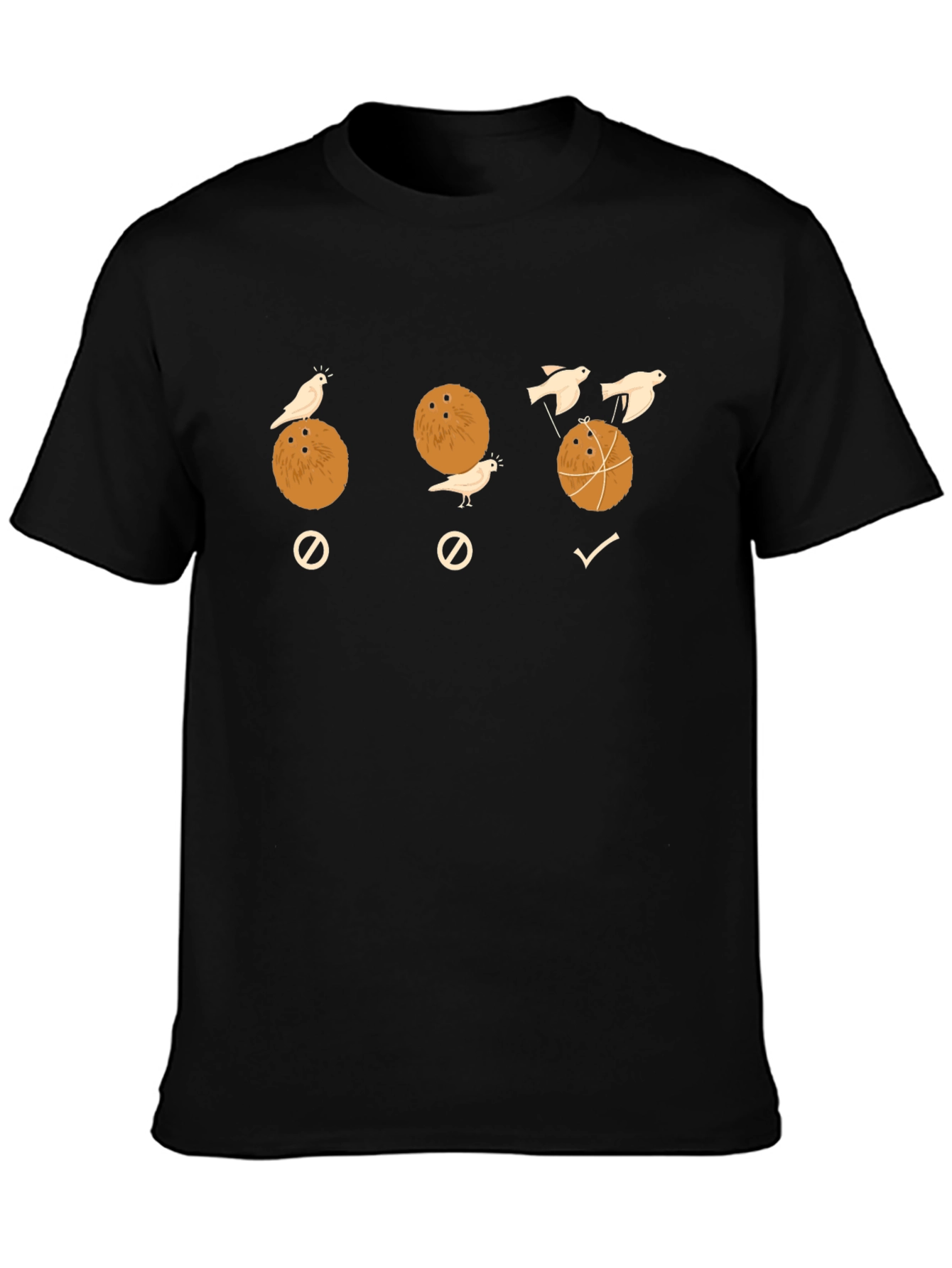 Black Coconut Birds Humor T-Shirt view 3