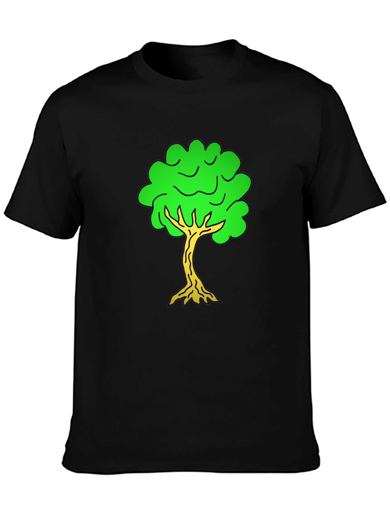 Black Cartoon Tree Black T-Shirt view 3