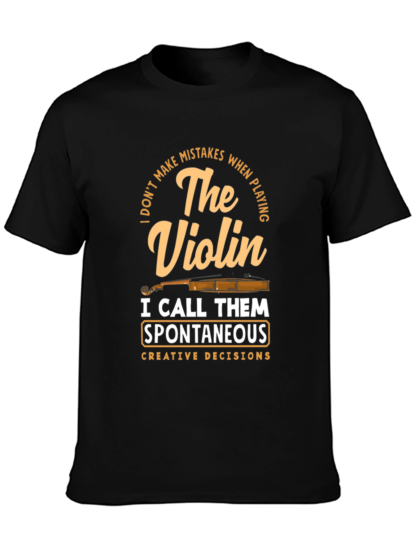 Black Violin Player T-Shirt - Spontaneous Creative Decisions view 3