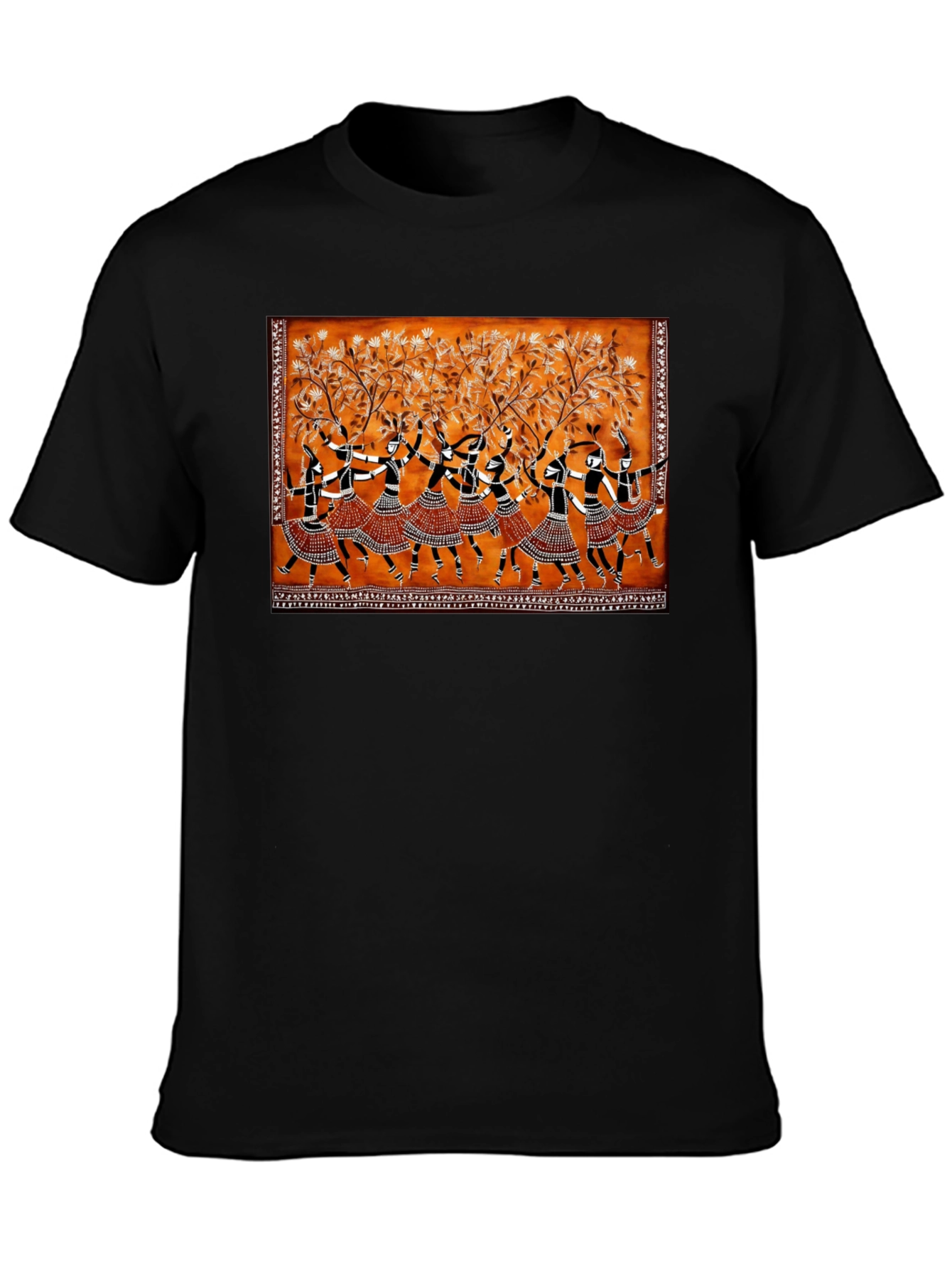 Black Tribal Art Graphic Print Black T-Shirt view 3