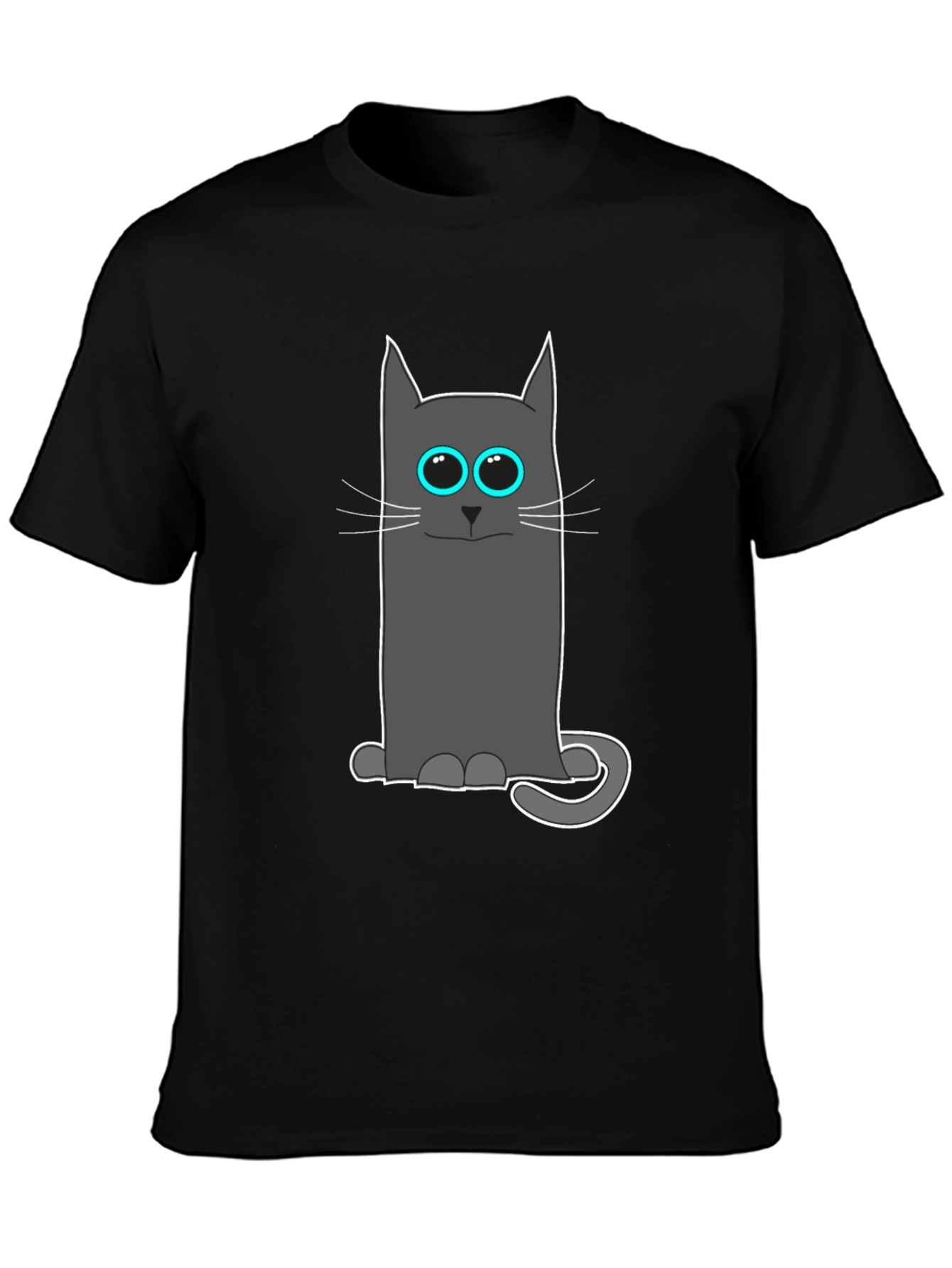 Black Cool Cat Tee: Funny Cartoon Cat T-Shirt view 3