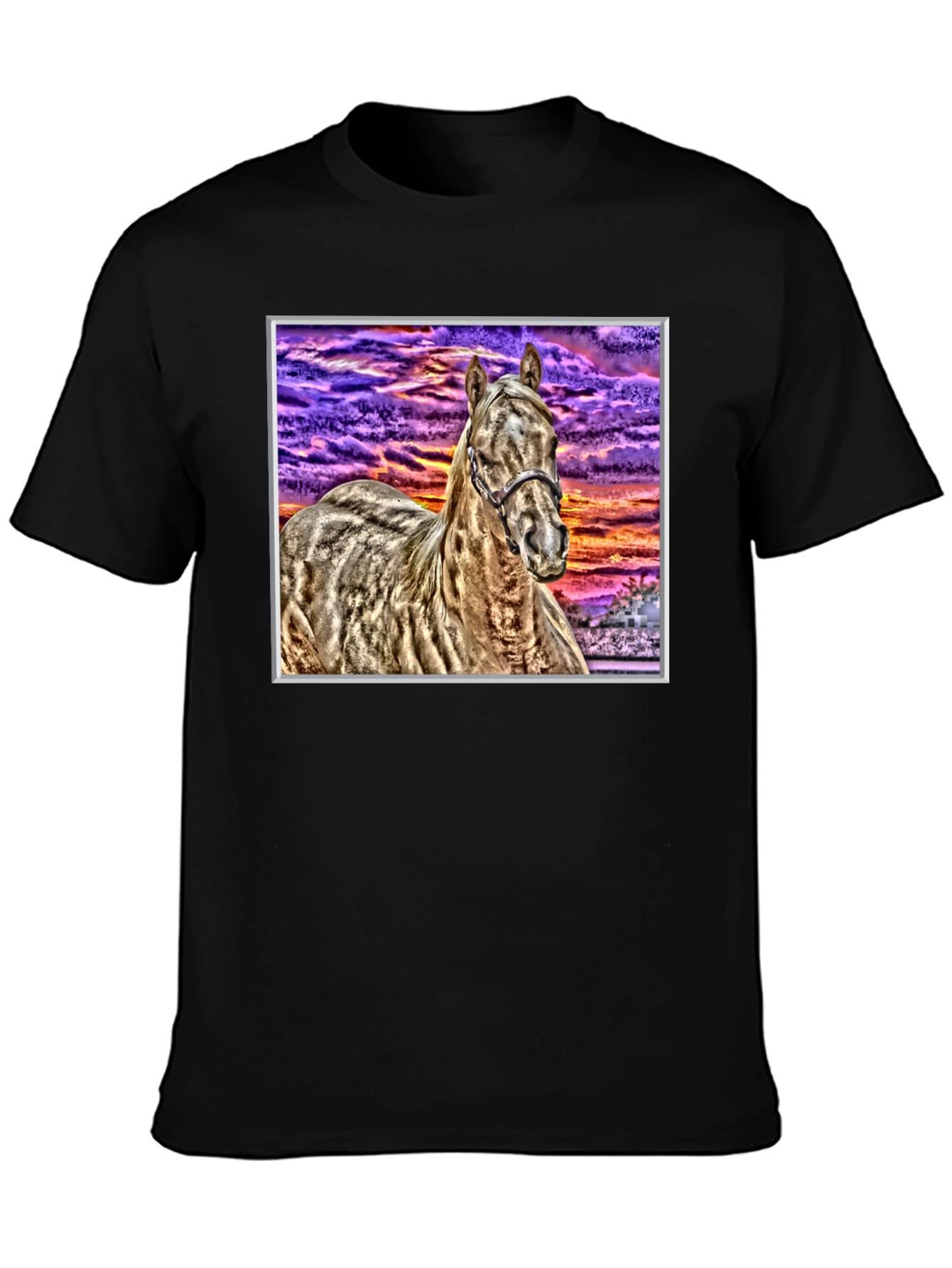 Black Horse Graphic T-Shirt - Sunset Stallion Tee view 3