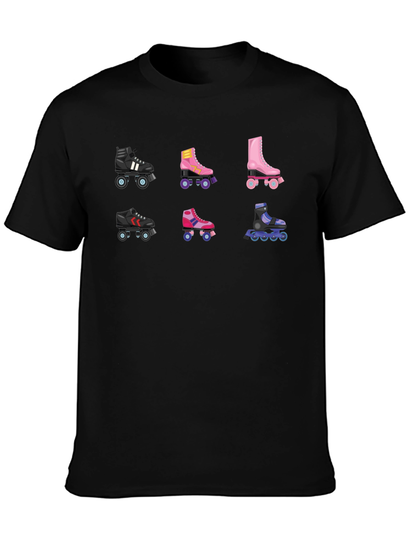 Black Retro Roller Skate Graphic Tee view 3