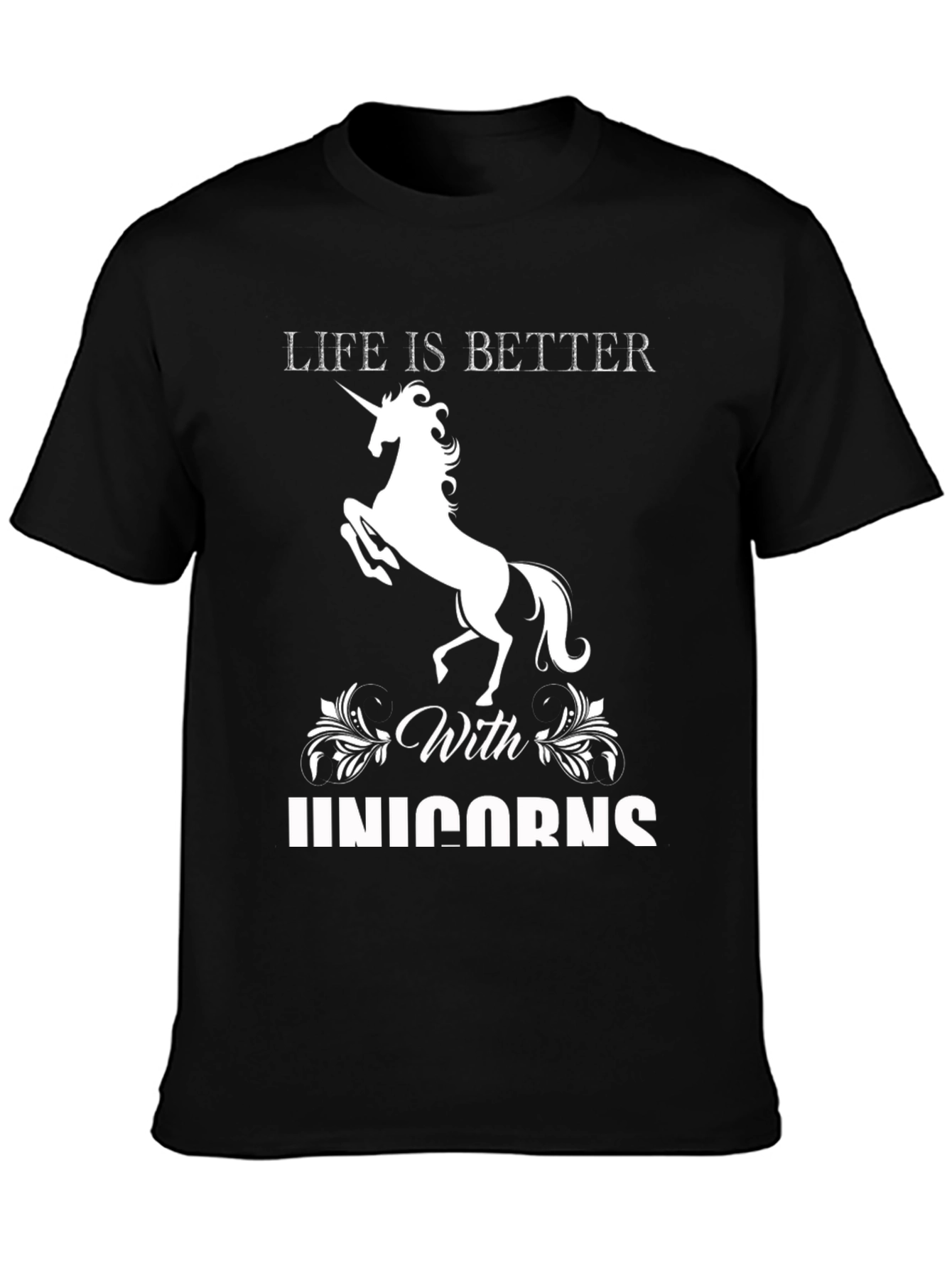 Black Life Is Better With Unicorns T-Shirt view 3