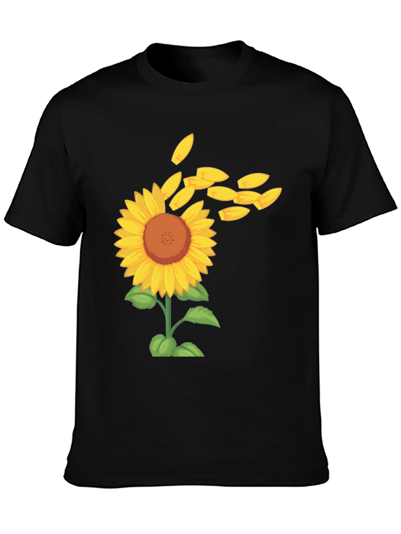 Black Sunflower Petals Men's Black Tee view 3