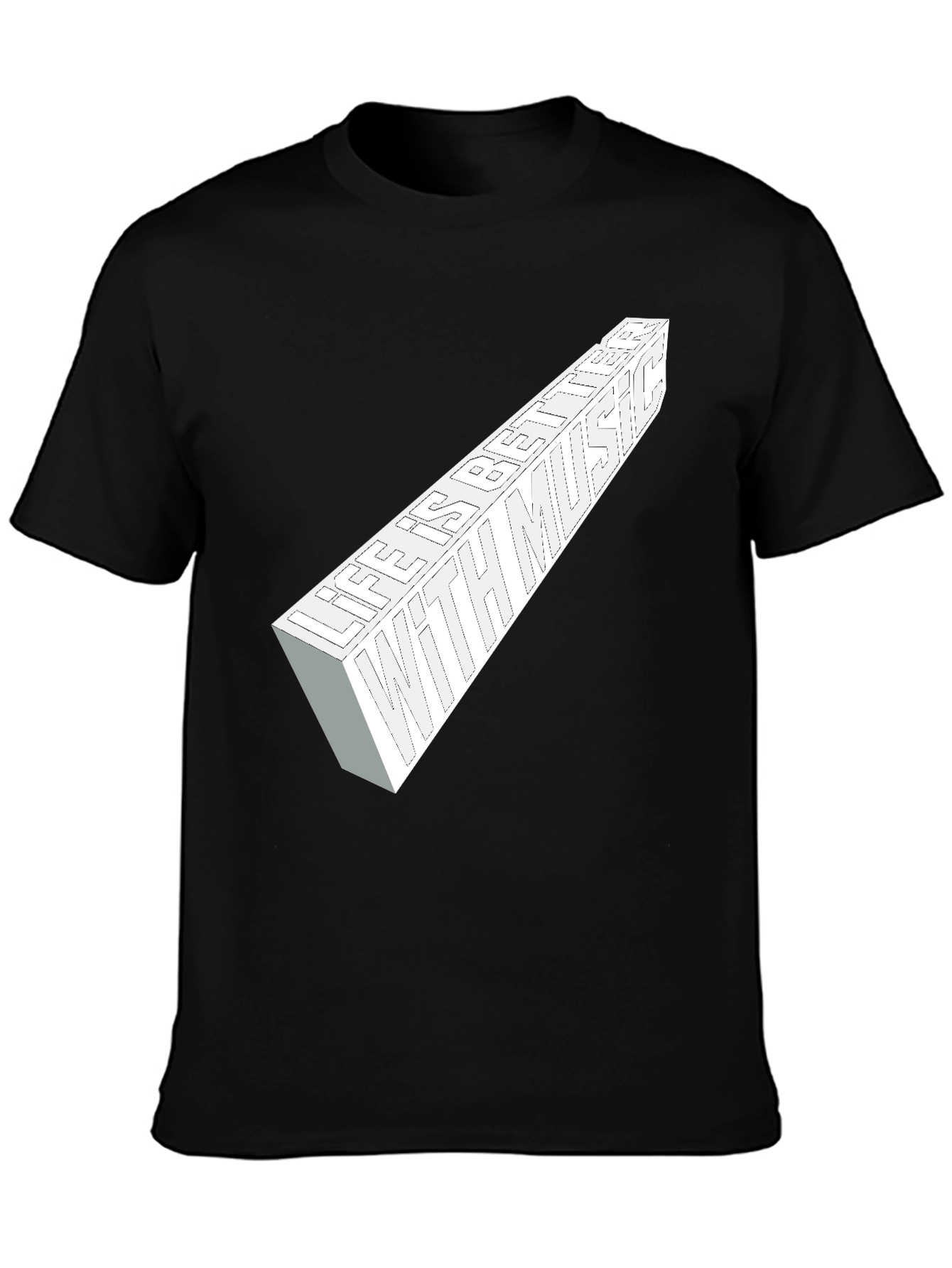 Black Life is Better with Music Black Graphic Tee view 3