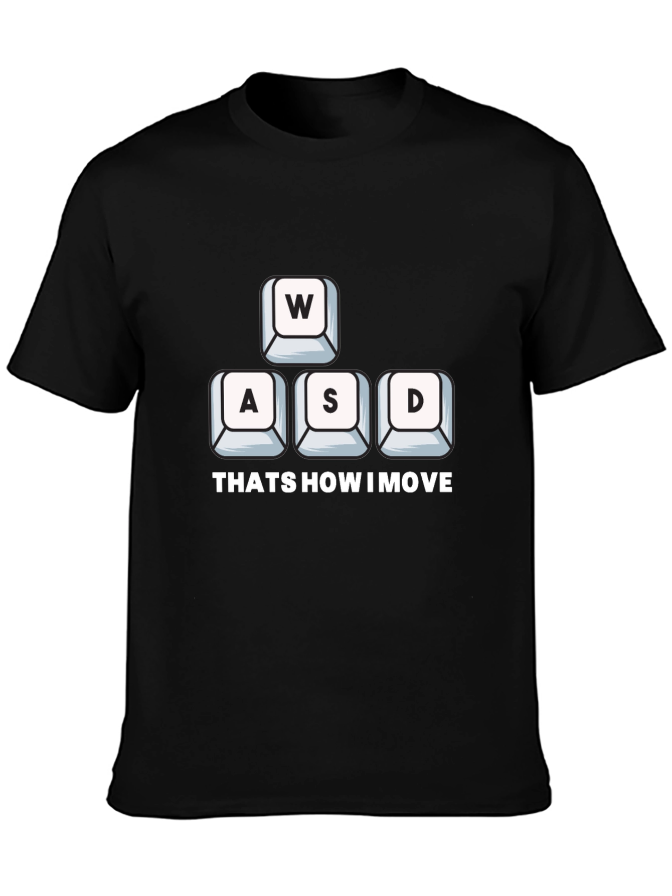 Black Gamer Move T-Shirt - WASD Keys Design view 3