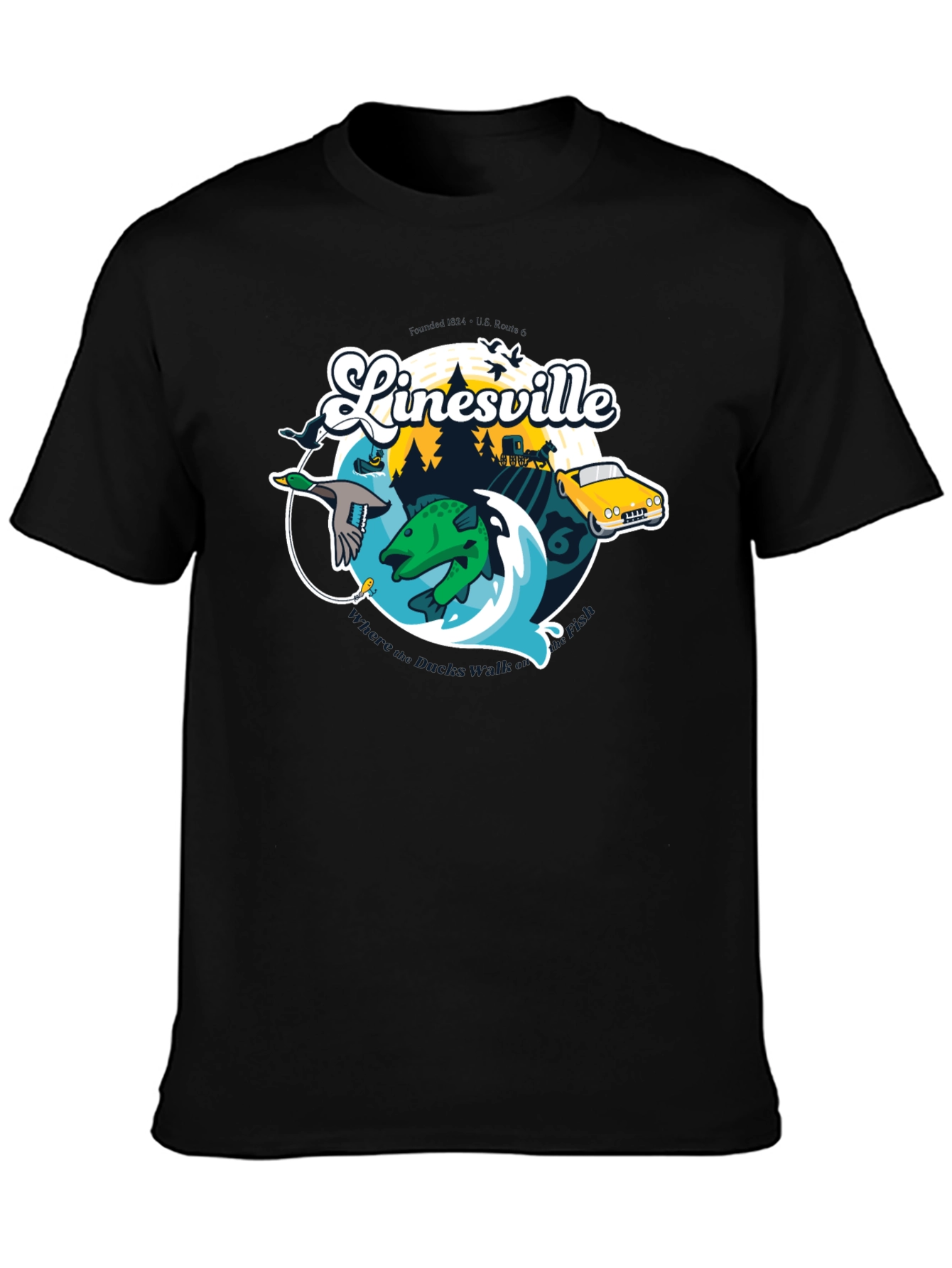 Black Linesville Graphic T-Shirt view 3