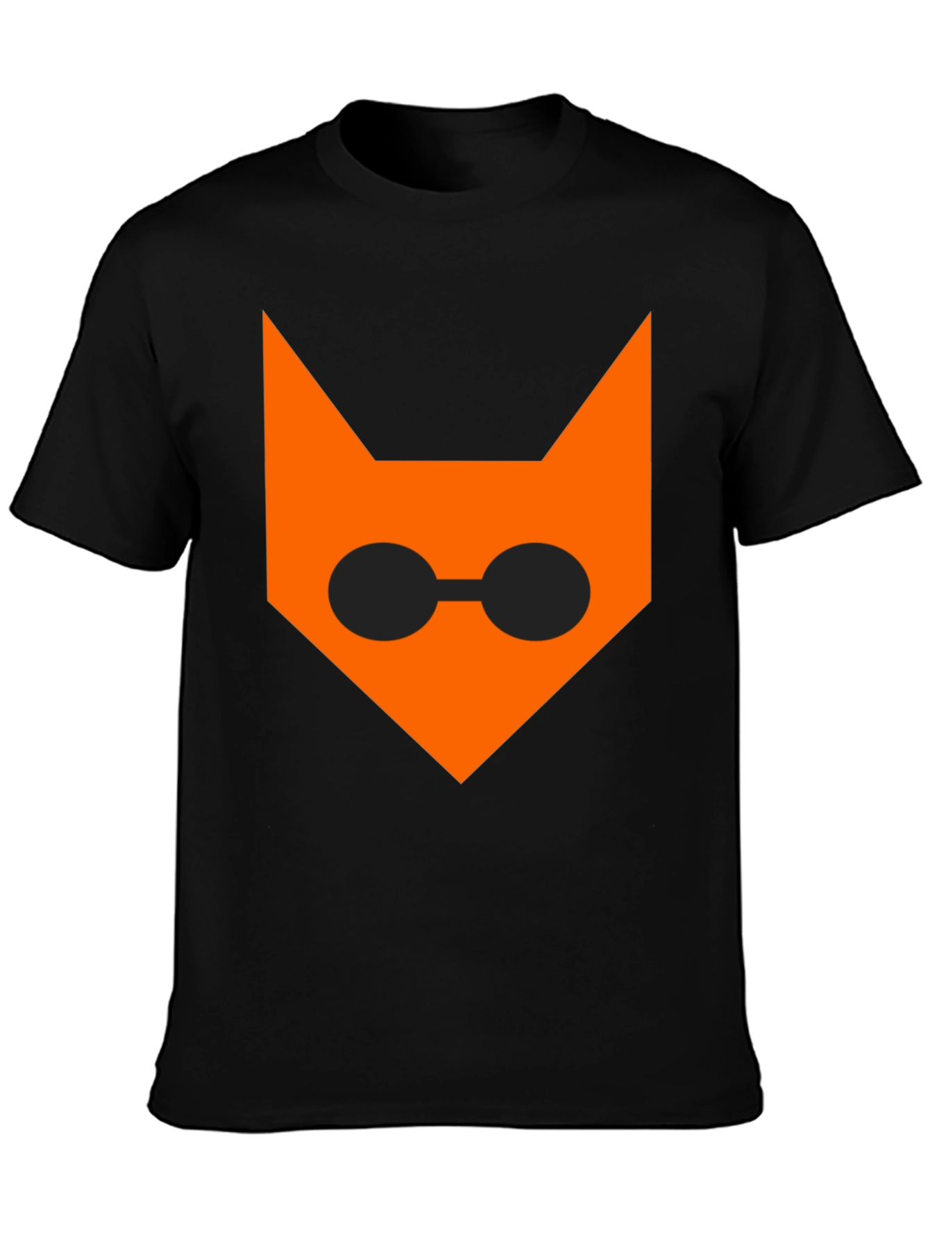 Black Cool Cat Face T-Shirt - Black Cotton Tee view 3