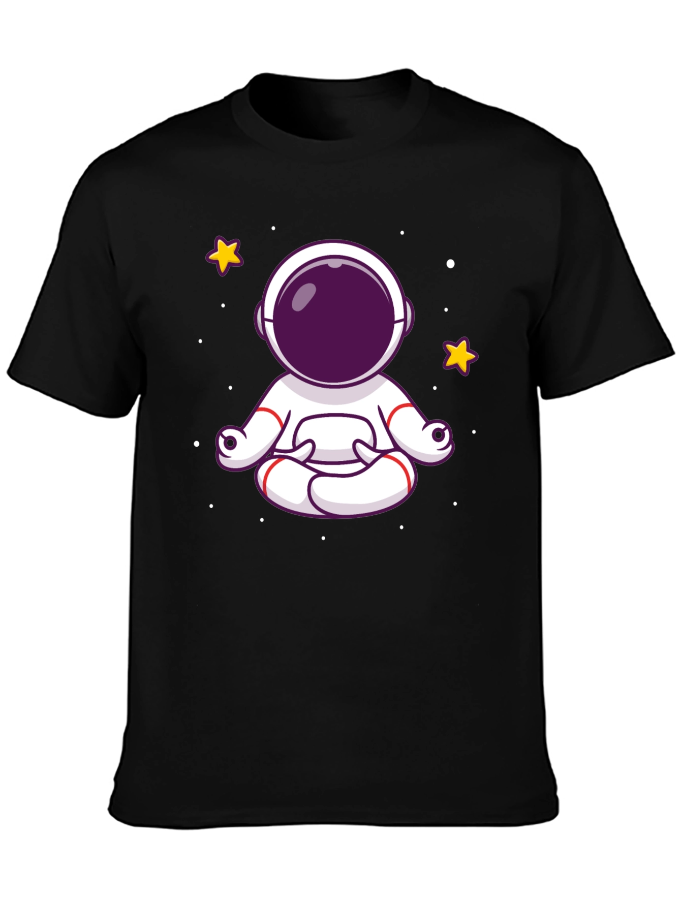 Black Meditating Astronaut Graphic Tee - Black Cotton Shirt view 3