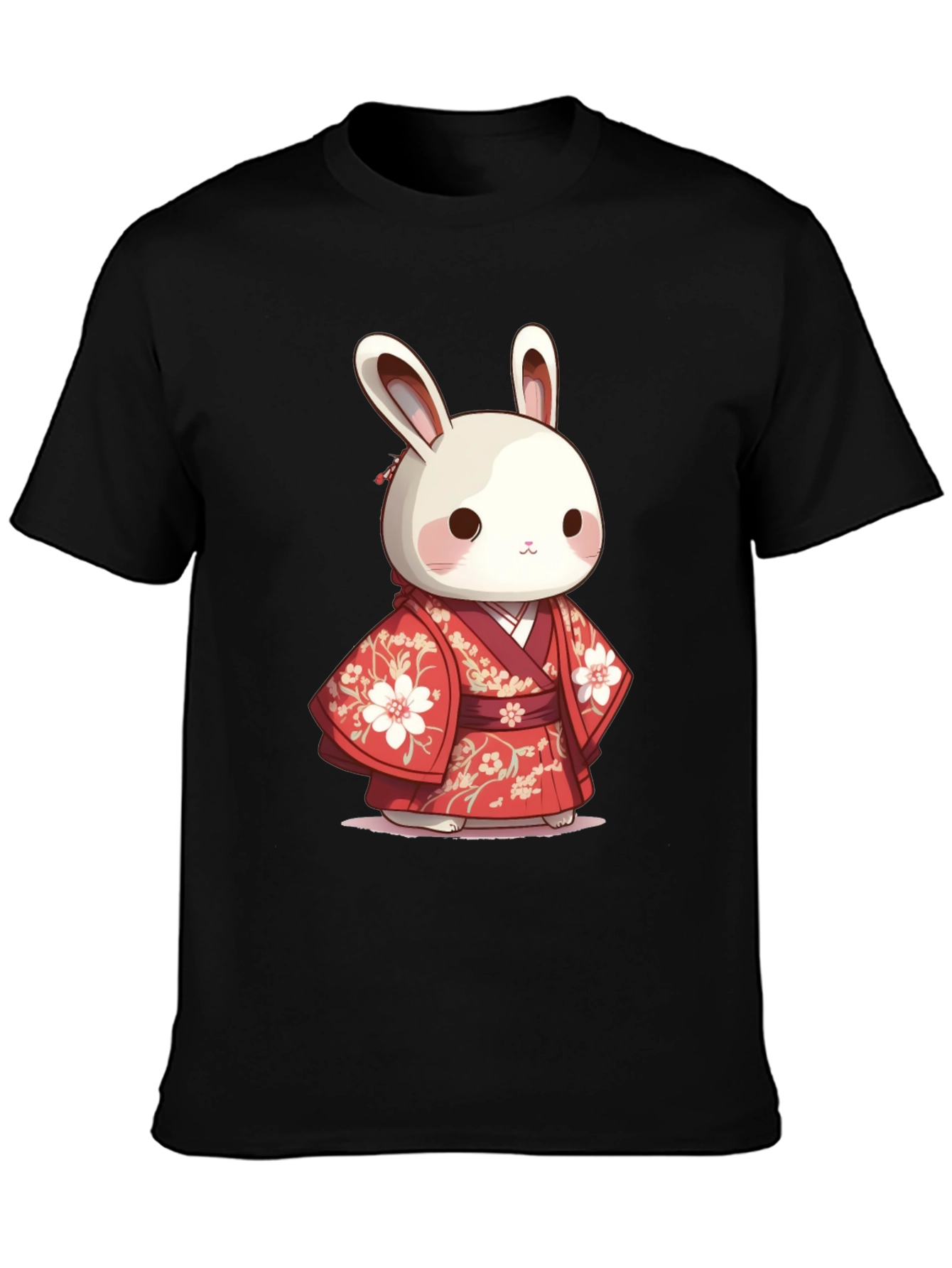 Black Cute Bunny in Kimono T-Shirt view 3