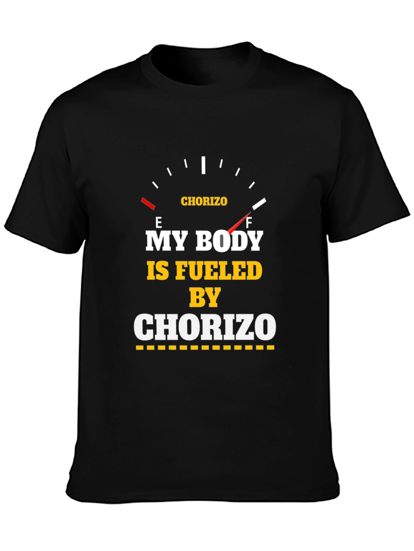 Black Fueled by Chorizo T-Shirt - Funny Foodie Tee view 3