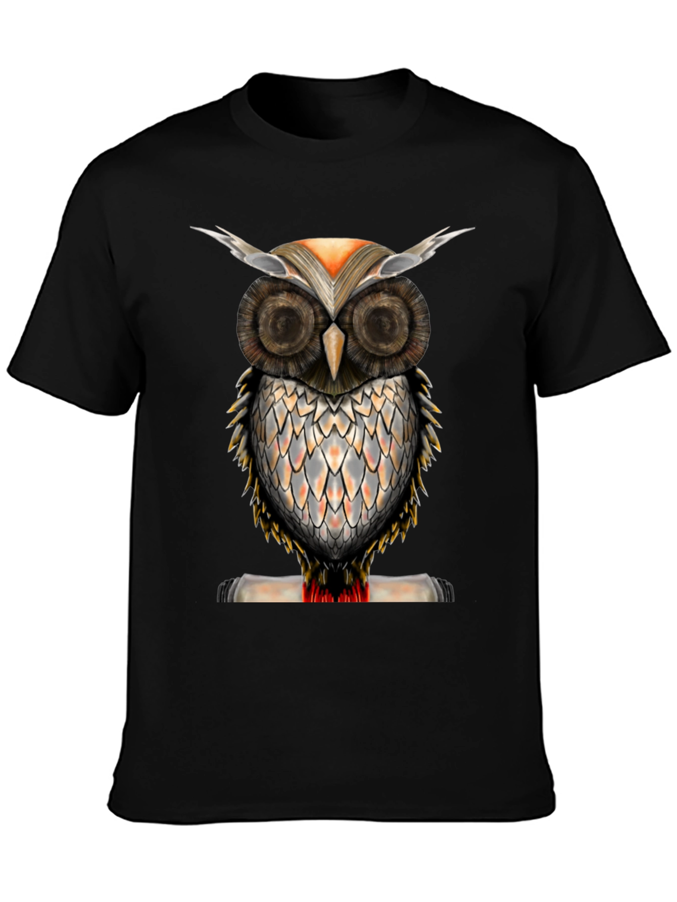 Black Owl Graphic Print Crew Neck T-Shirt view 3