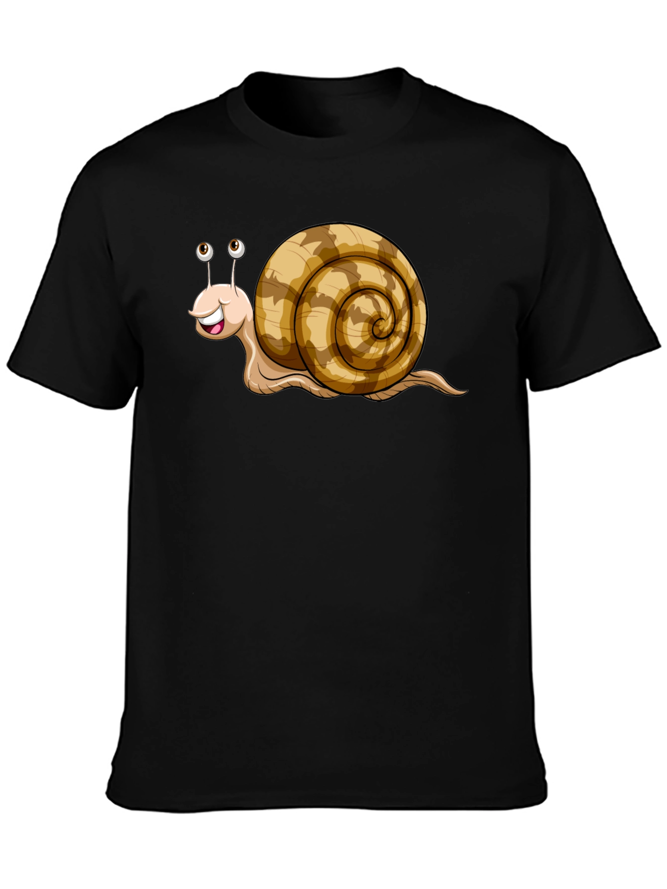 Black Cute Snail Cartoon Graphic Tee Shirt view 3