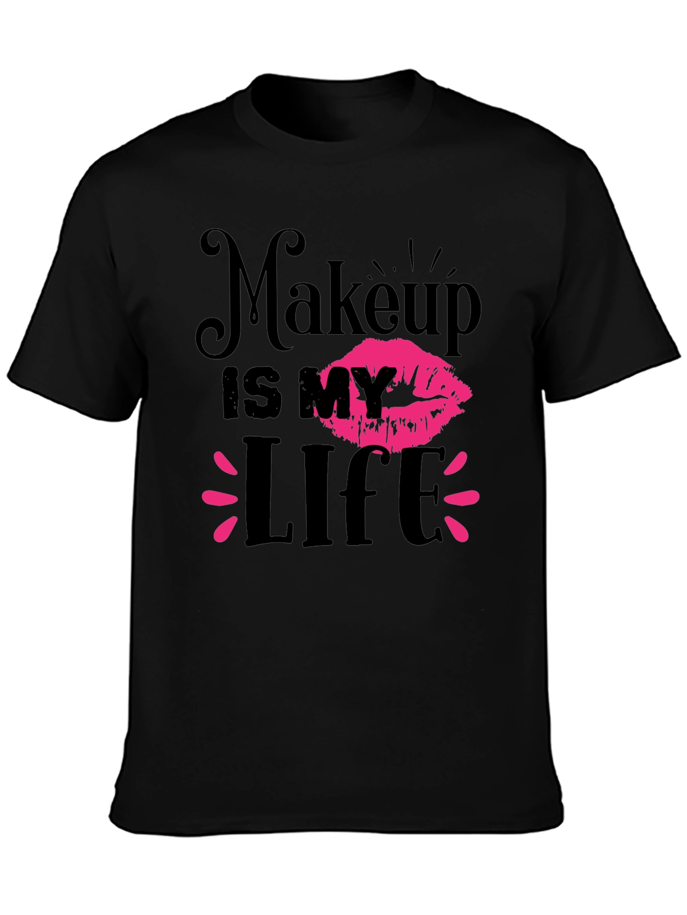 Black Makeup Is My Life Graphic Tee - Black view 3