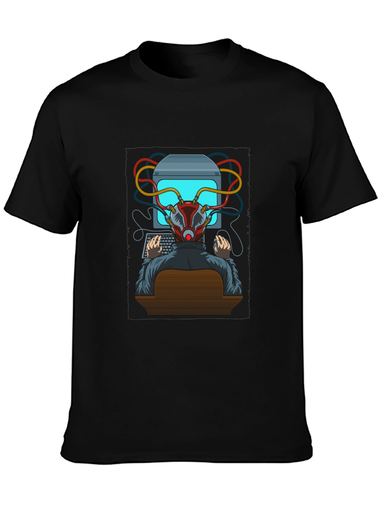 Black Hacker Graphic T-Shirt - Cyberpunk Style Tee view 3