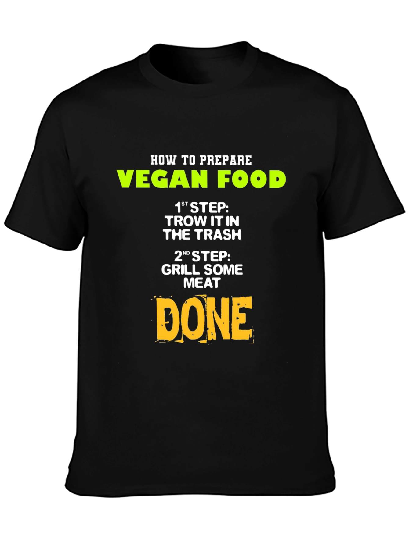 Black Funny Vegan T-Shirt: How to Prepare Vegan Food view 3