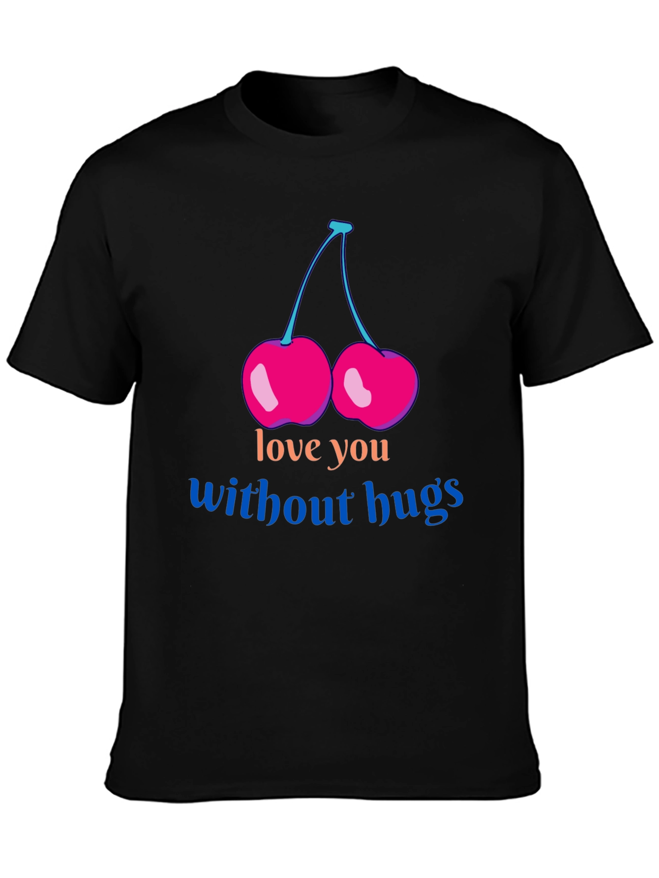 Black Love You Without Hugs Cherry Graphic Tee - Black view 3