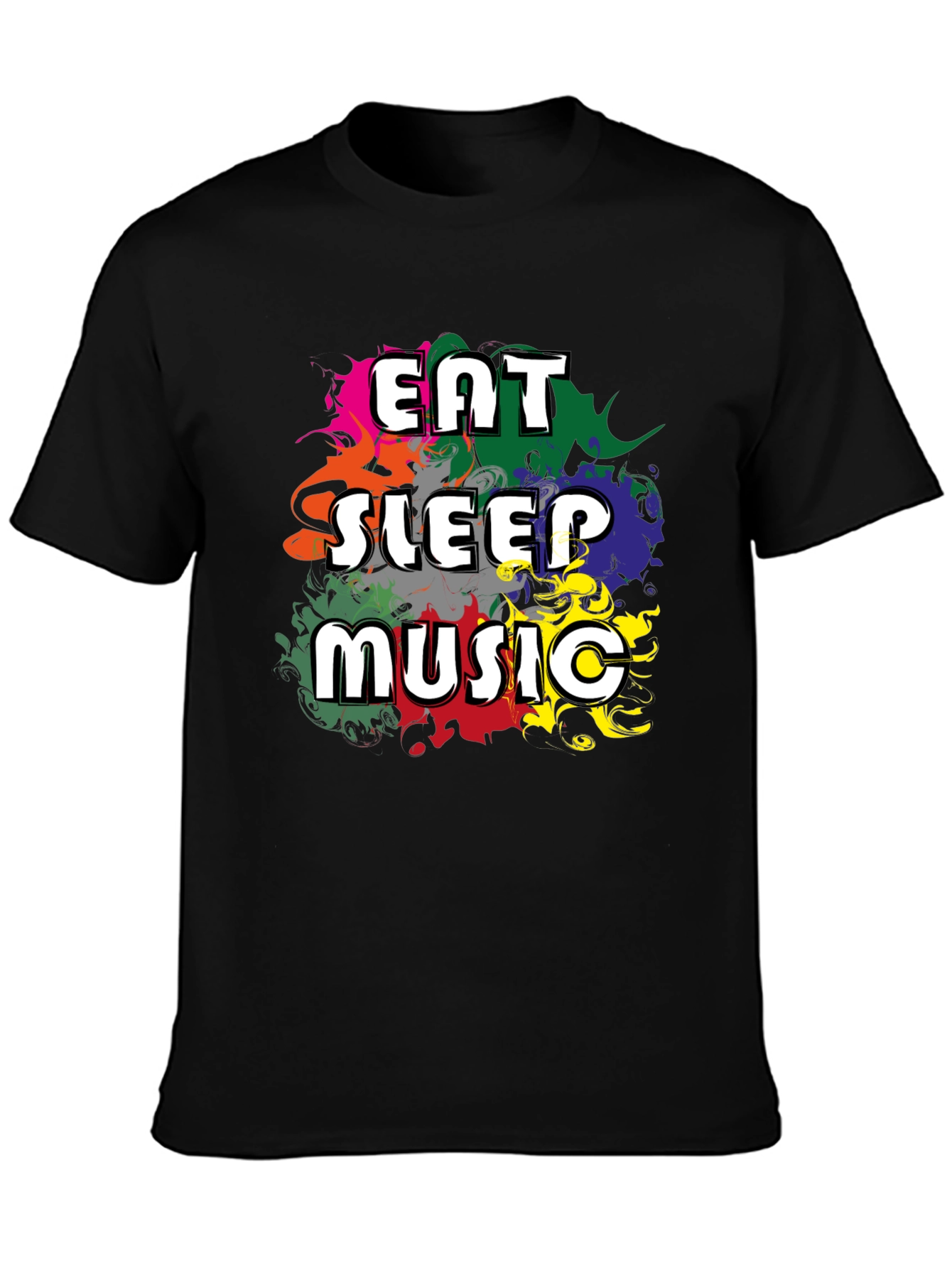 Black Eat Sleep Music T-Shirt - Colorful Graphic Tee view 3