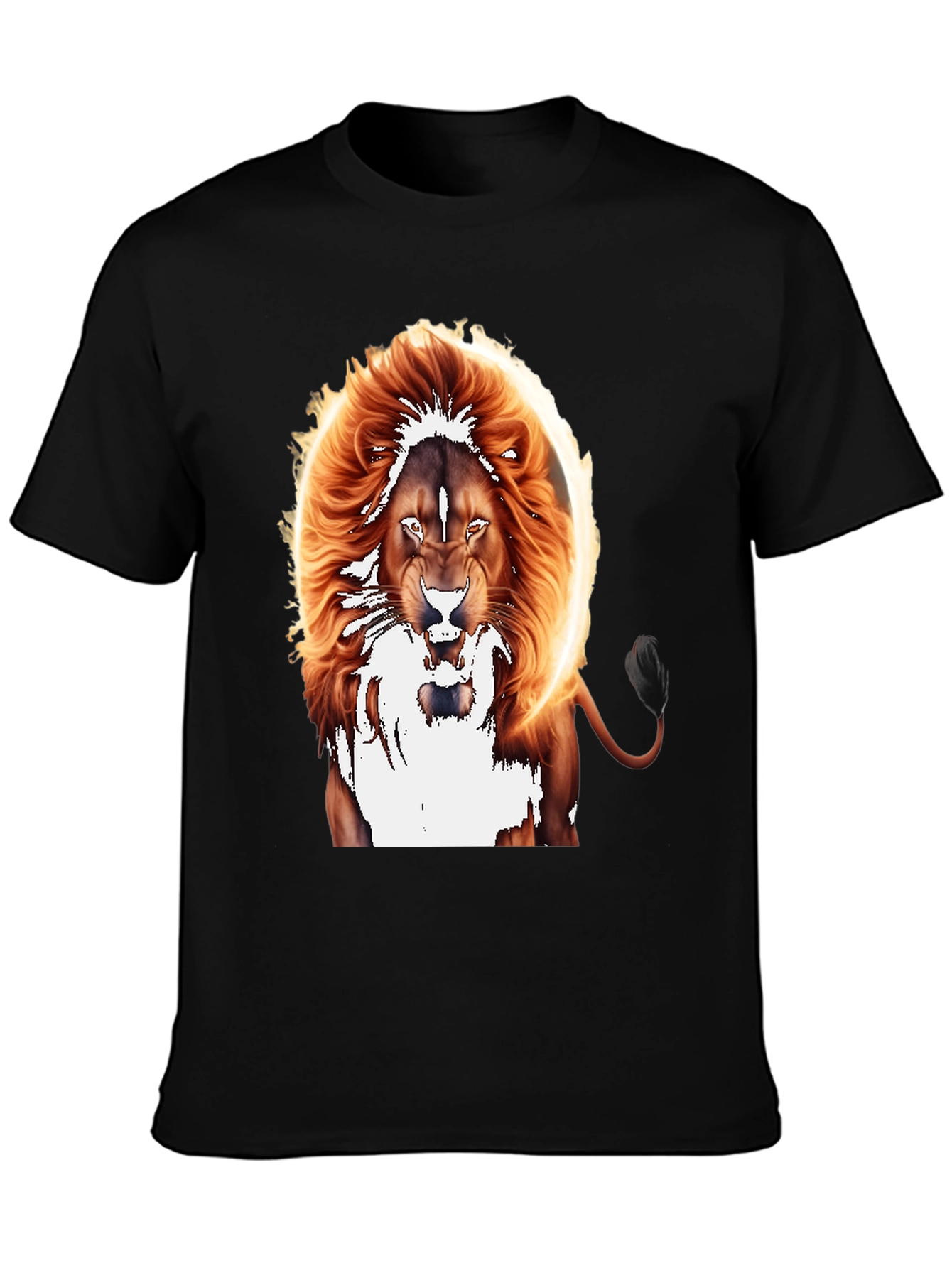 Black Fiery Lion Graphic Tee - Bold Animal Print view 3