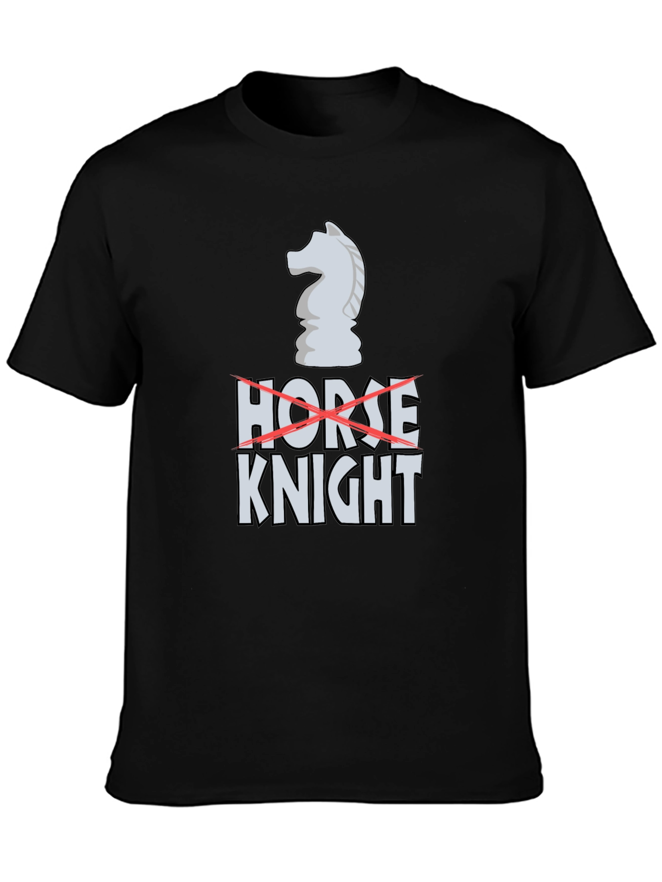 Black Chess Knight Graphic T-Shirt - No Horse! view 3